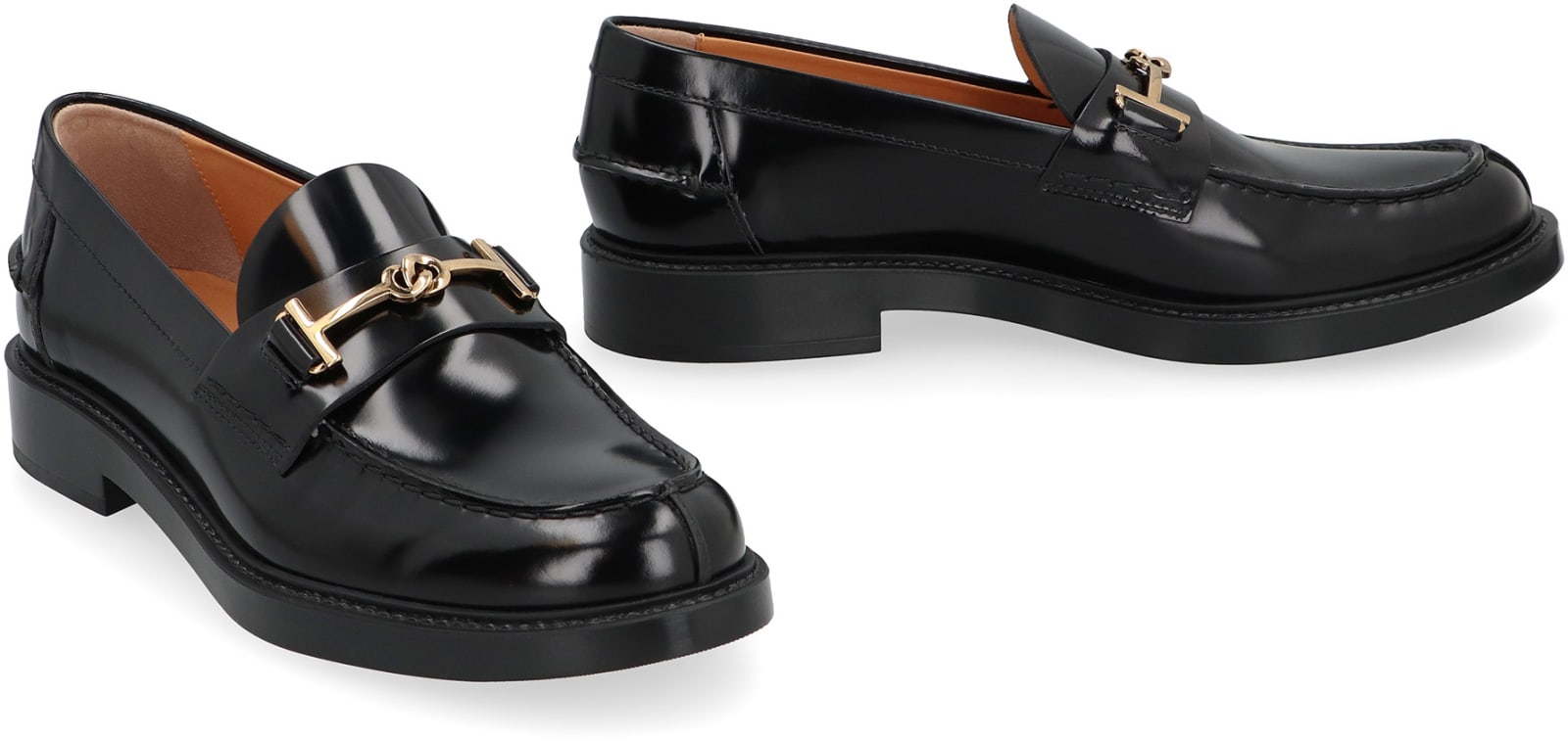 Shop Tod's Leather Loafers In Black