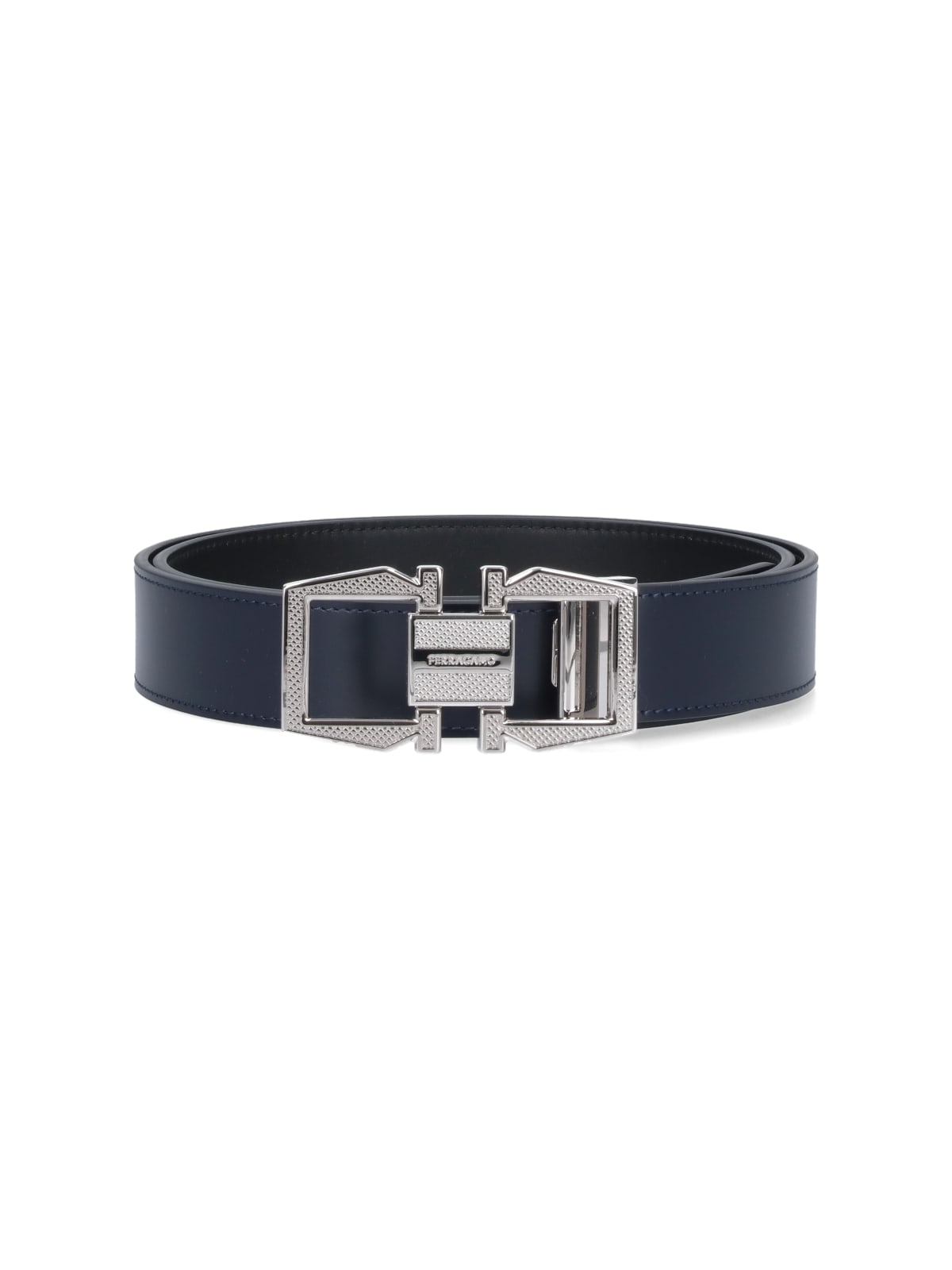 Shop Ferragamo Gancini Reversible Belt In Black