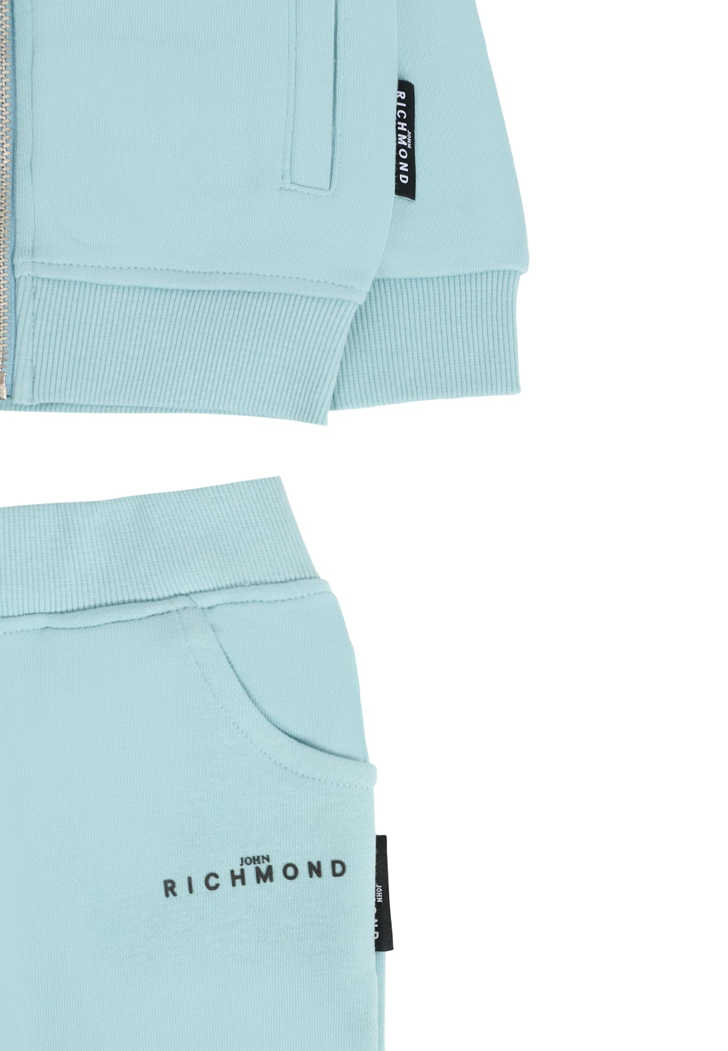 Richmond Light Blue Suit For Baby Boy With Logo In Blue