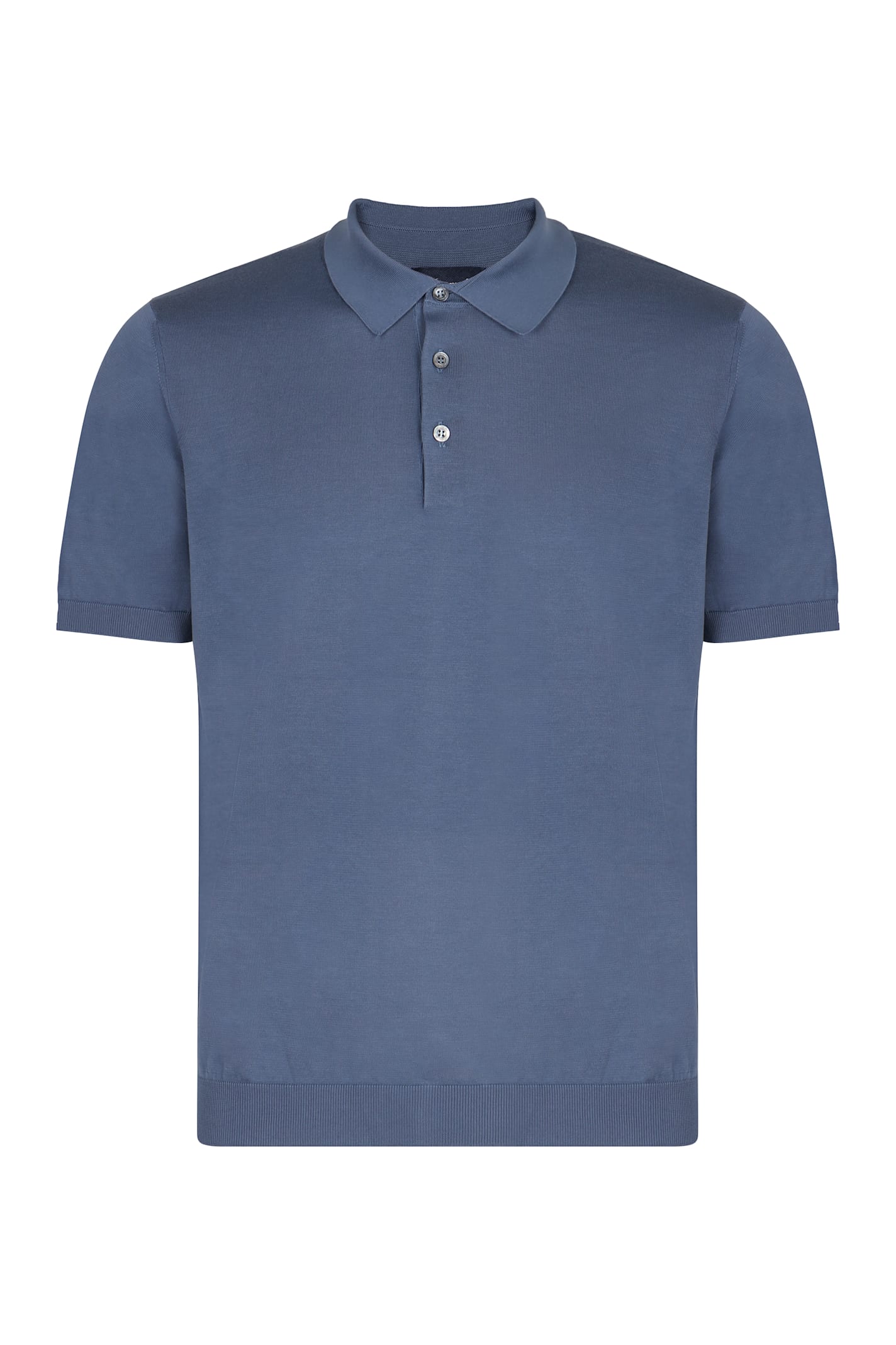 Drumohr Knitted Cotton Polo Shirt In Blue