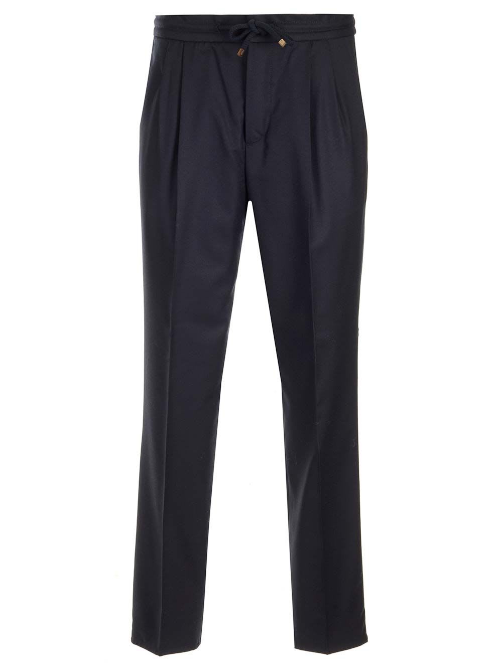 Shop Brunello Cucinelli Leisure Fit Trousers In Virgin Wool Flannel In Blue