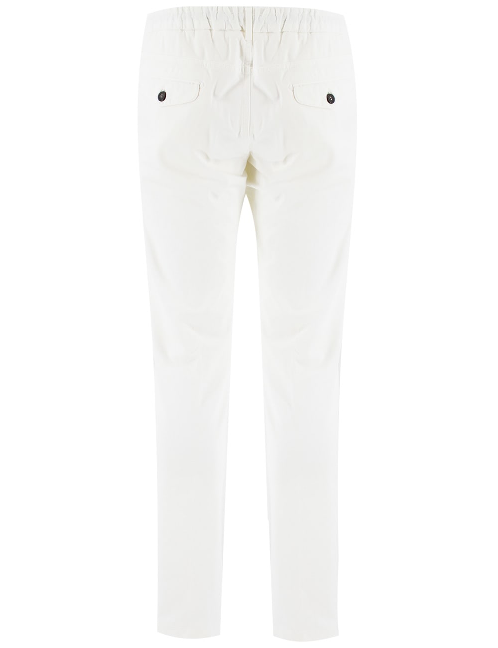 Eleventy White Pants With Elastic Drawstring Waist And Tapered Leg In Cotton Blend Stretch Woman