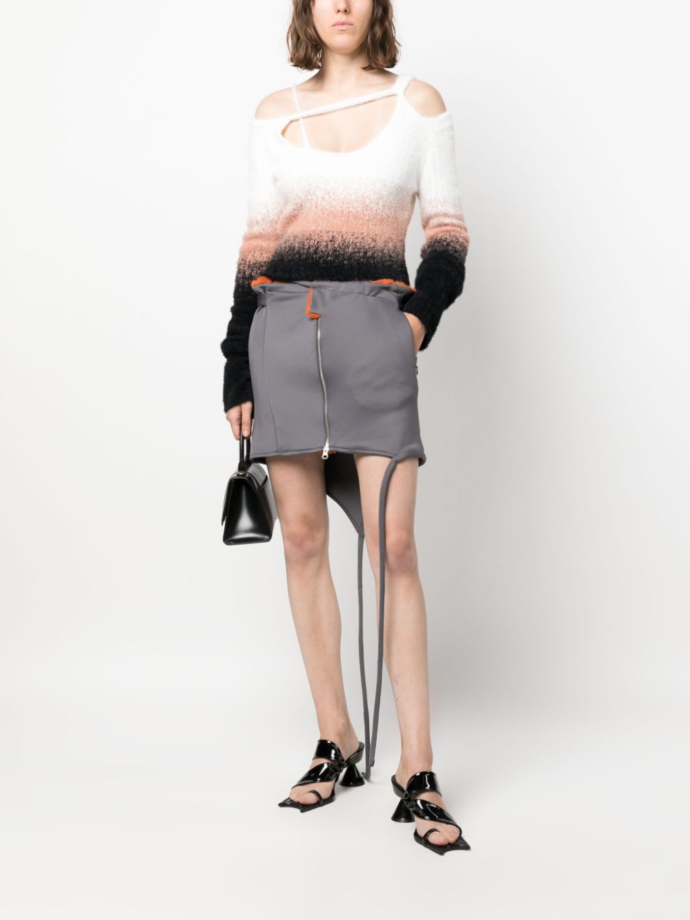 Ottolinger Zipped Mini Skirt In Gray