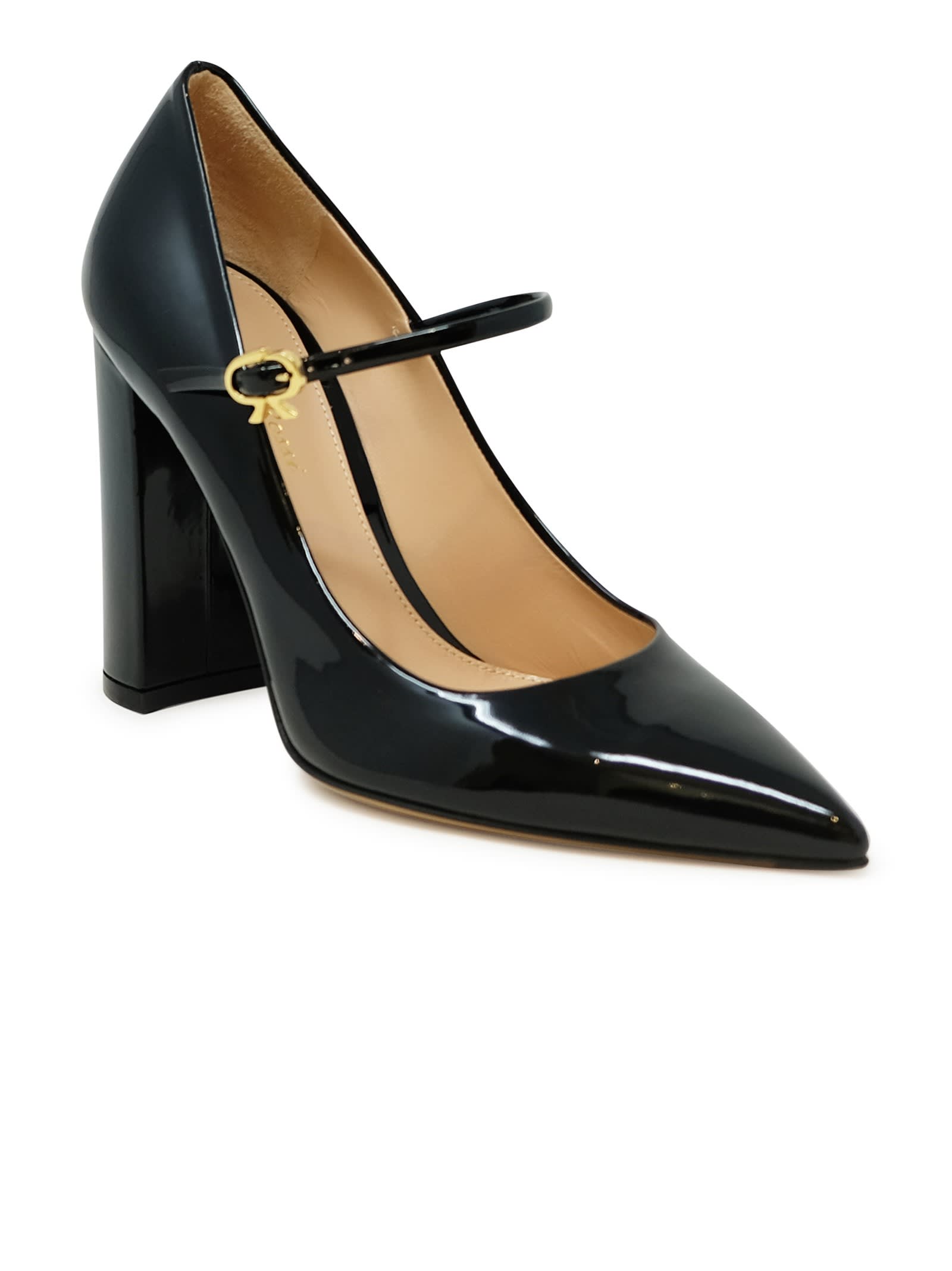 Shop Gianvito Rossi Black Patent Ribbon Jane 100 Pumps