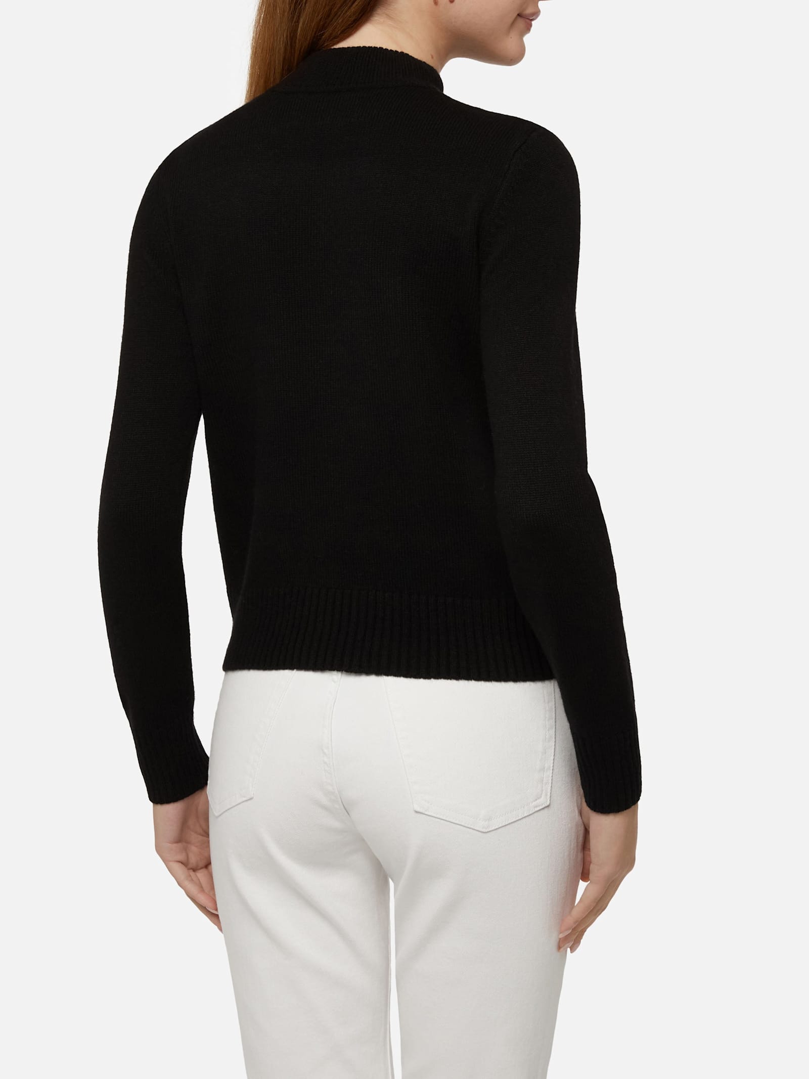 Mc2 Saint Barth Crewneck Sweater New Queen With Zermatt Postcard Jacquard In Black