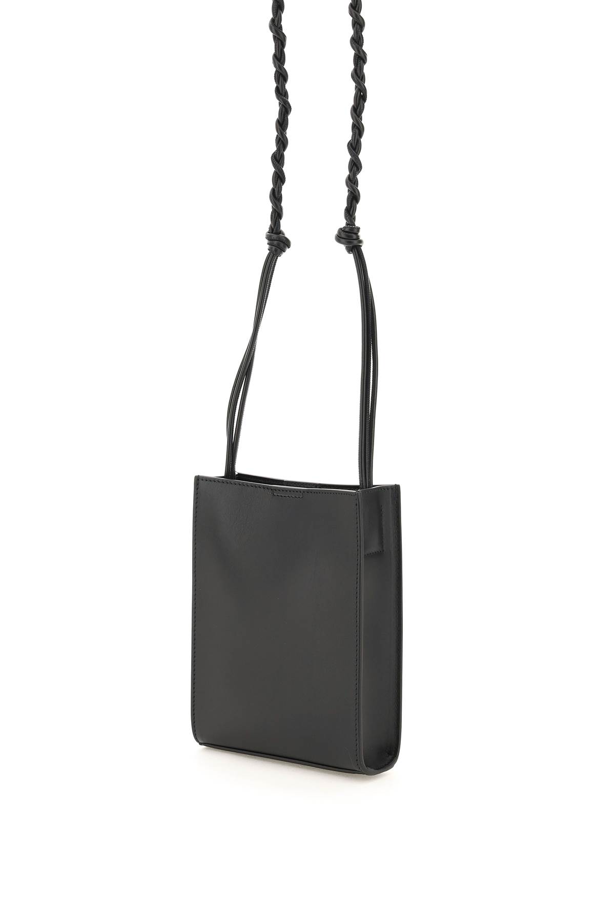 Jil Sander Tangle Crossbody Bag In Black Leather In Black