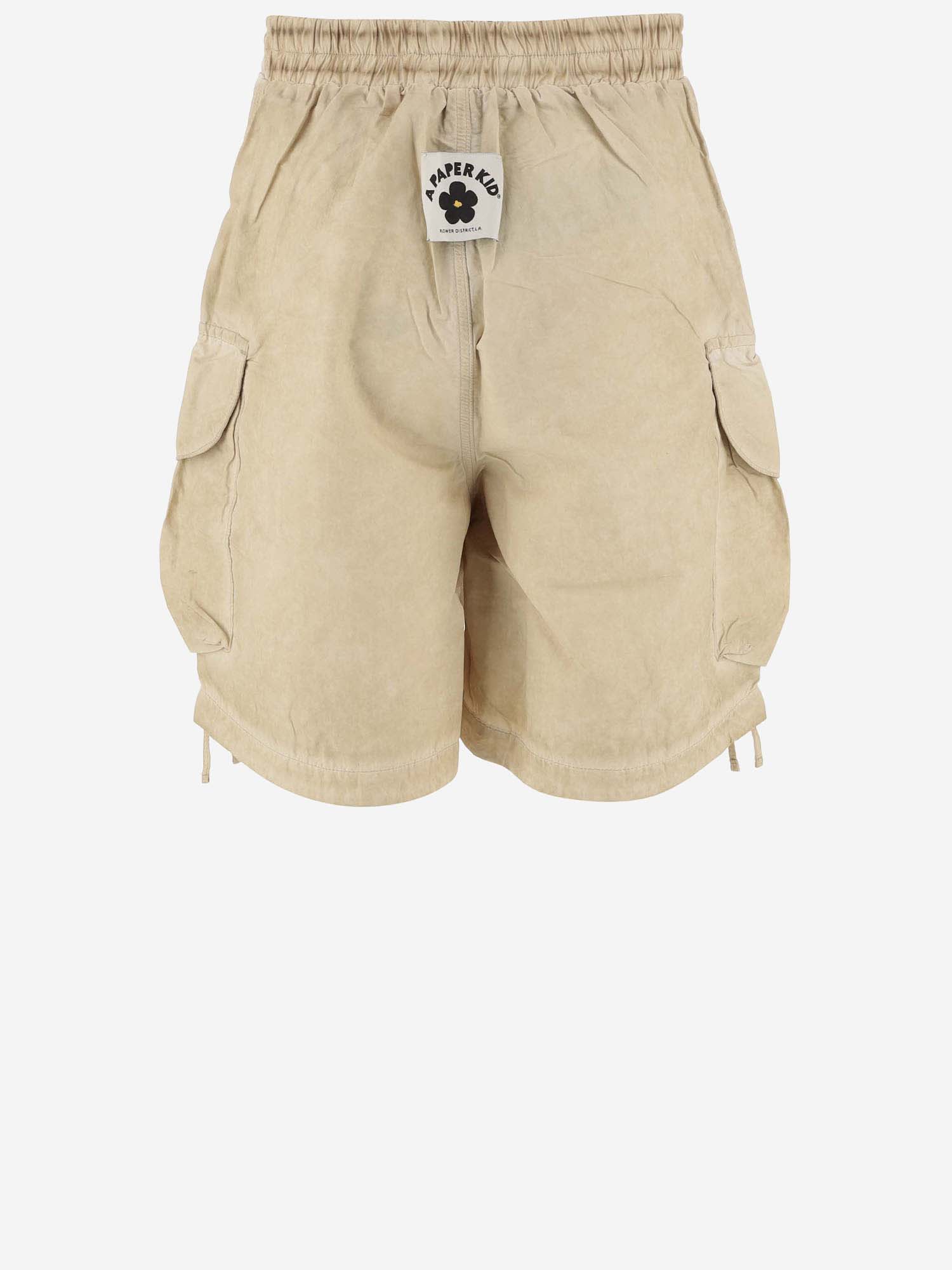 Shop A Paper Kid Cotton Blend Cargo Shorts In Beige