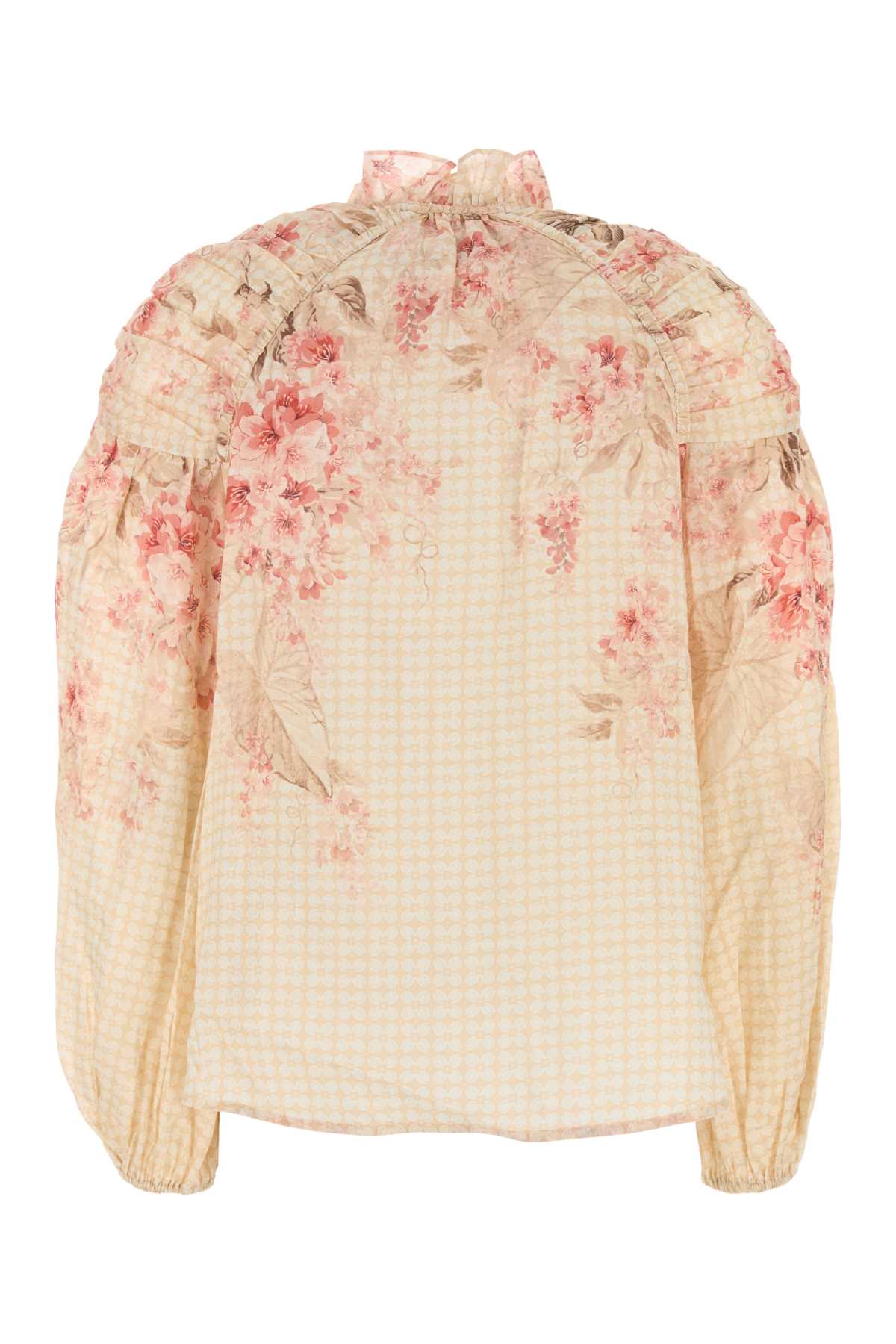 Shop Zimmermann Printed Ramie Illuminate Blouse In Coralfloral