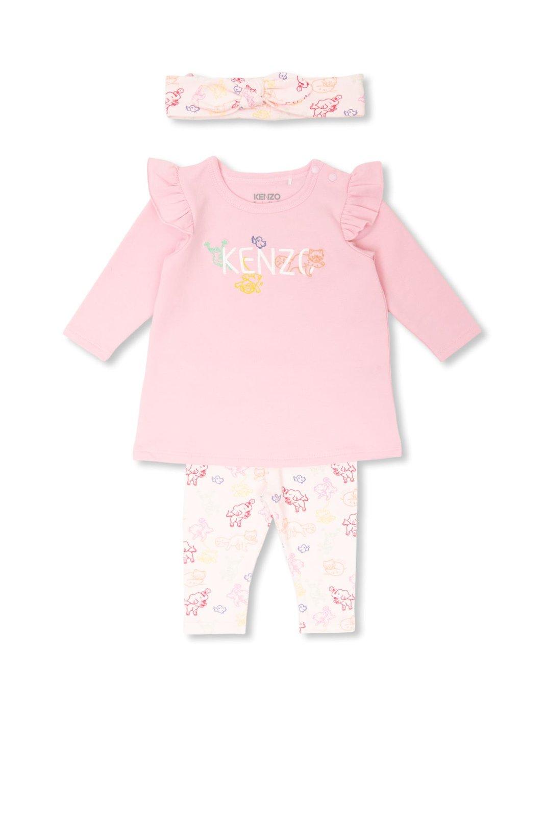Shop Kenzo Logo Embroidered Three-piece Set In Rosa