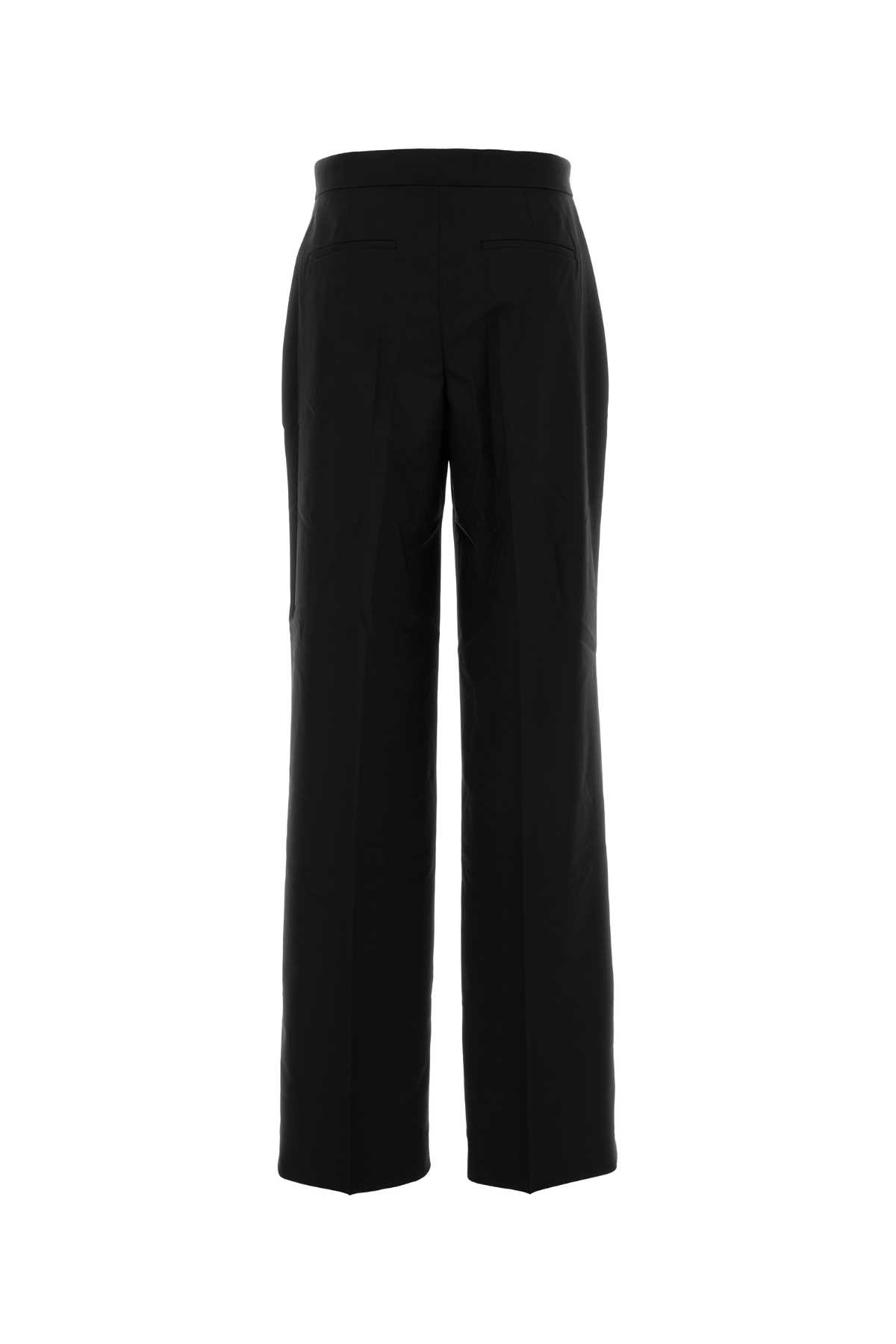 Tory Burch Wide Leg Wool Trousers Featuring Pleats In Black