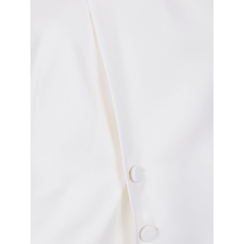 Max Mara Satin Wrap Sleeveless Jacket Buttons In White