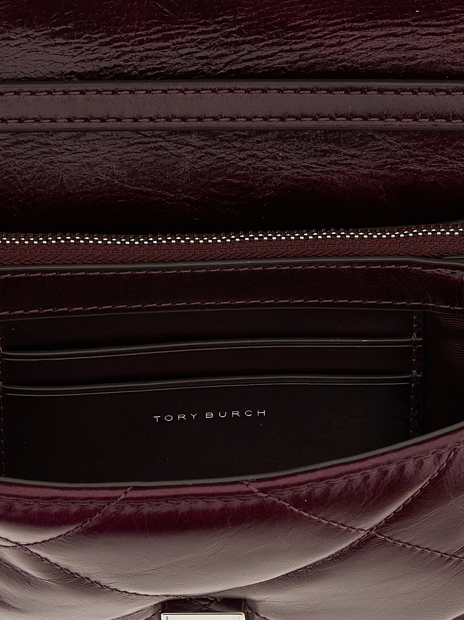 Tory Burch Dark Carmine Kira Diamond Crossbody Bag In Burgundy