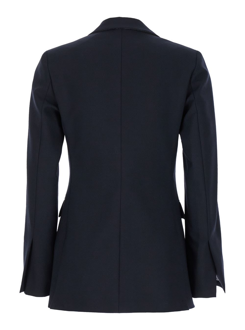 Shop Semicouture Blue Double-breasted Jacket With Golden Buttons In Wool Blend Woman