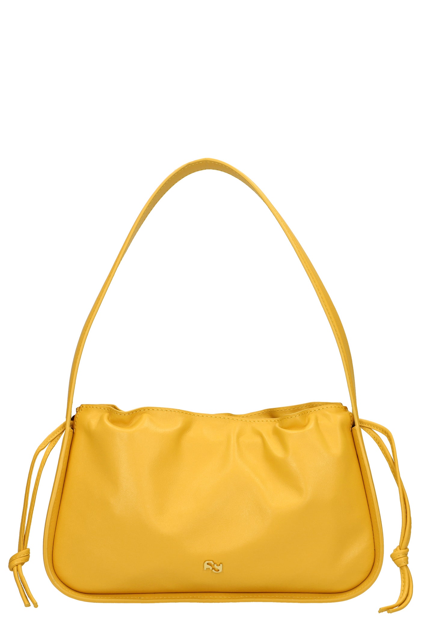 YUZEFI Scrunch Shoulder Bag In Orange Leather