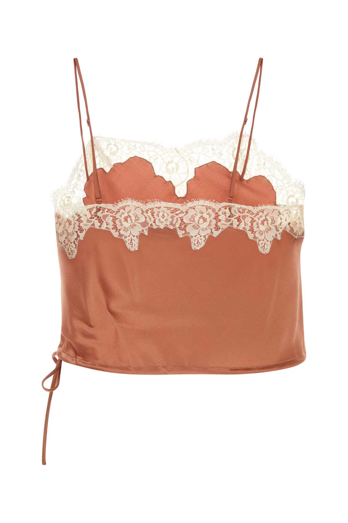 Saint Laurent Dark Pink Satin Underwear Top In Brown