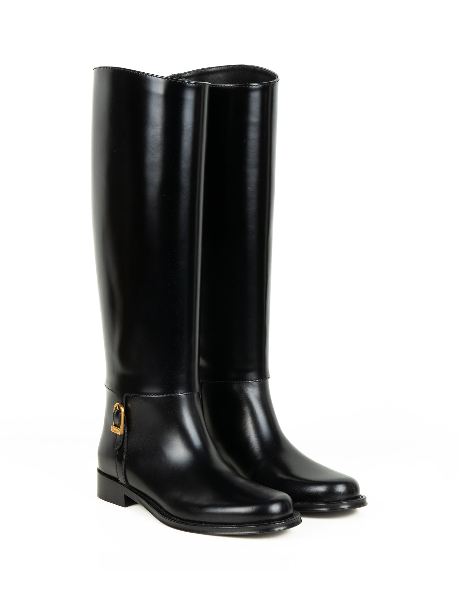 Saint Laurent Julia Glossed Leather Knee-high Boots In Animal Print