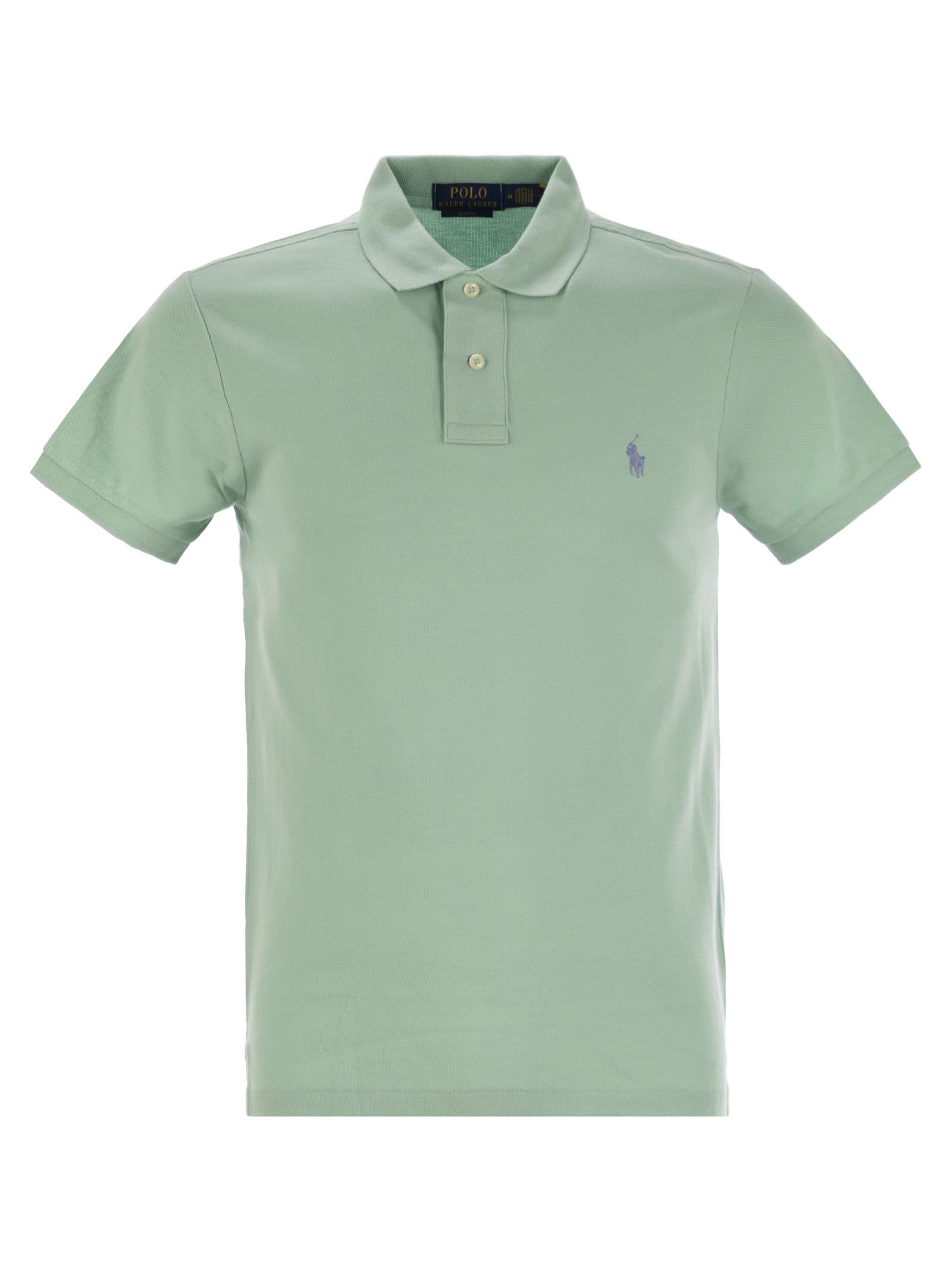 Polo Ralph Lauren Slim-fit Pique Polo Shirt In Water Green