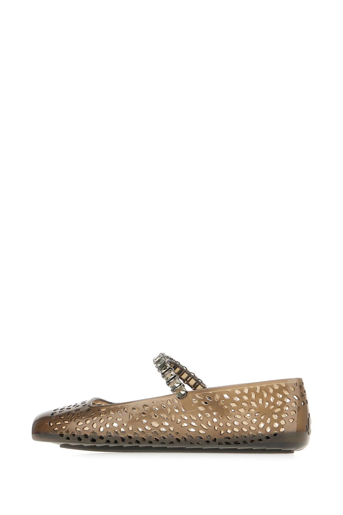 Jimmy Choo Crystal Embellished Cut-out Square Toe Ballerina Shoes In Black