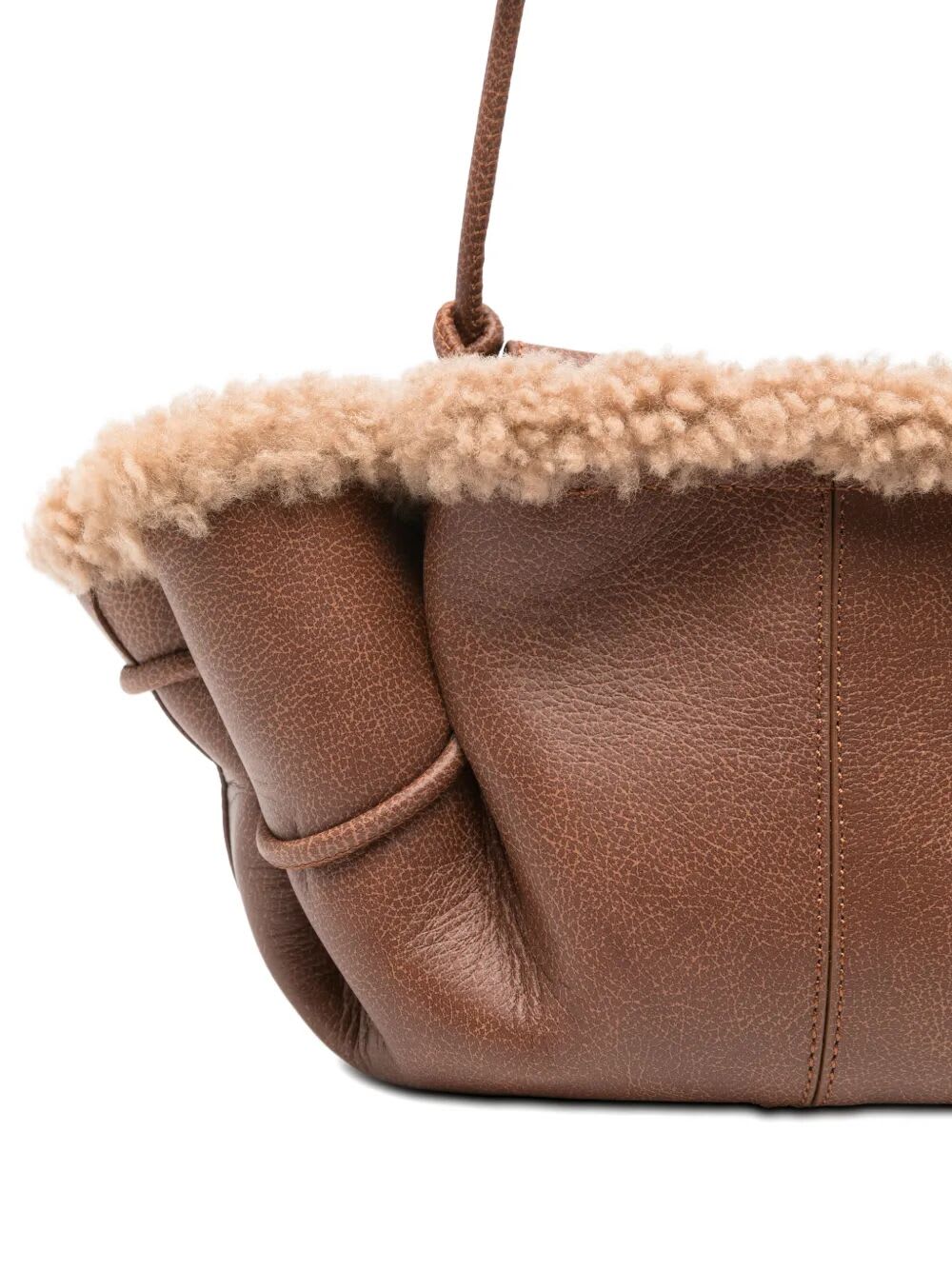 Hereu Arta Mini Curly Shearling Trims Bags In Brown