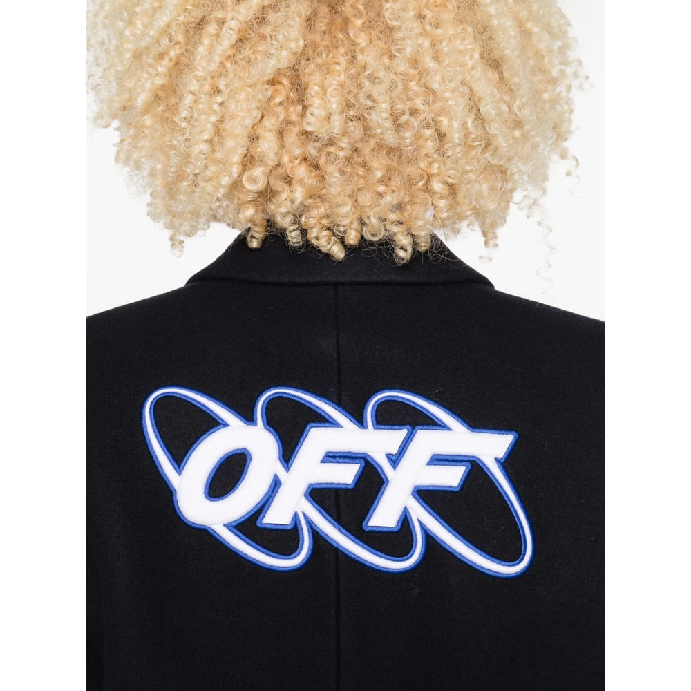 Off-white Long Tailored Wool Coat In Black