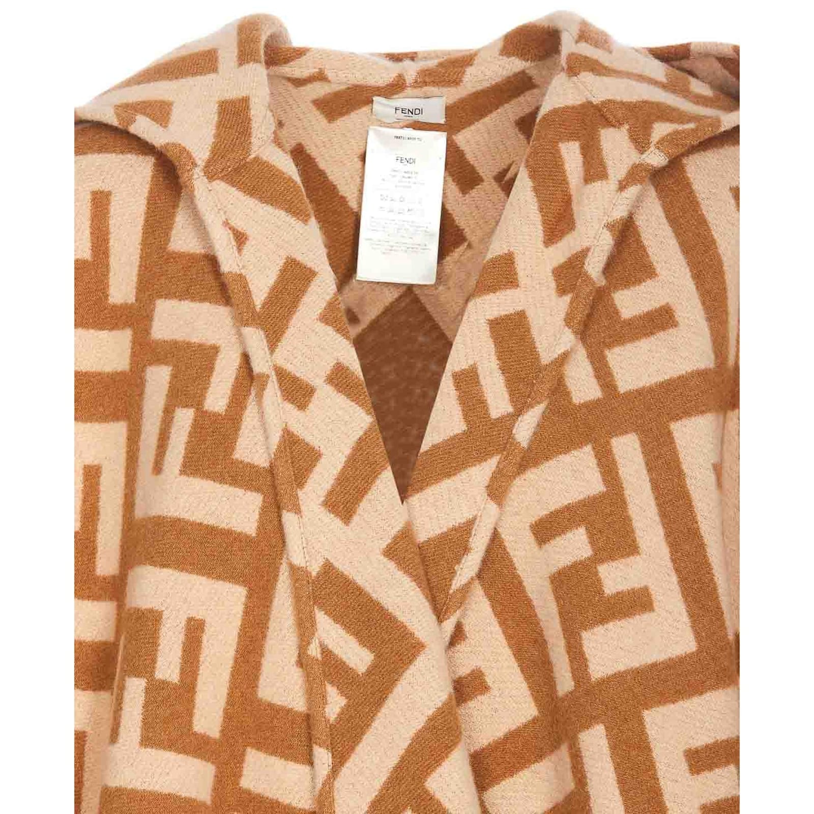 Shop Fendi Ff Jacquard Cashmere Poncho In Brown