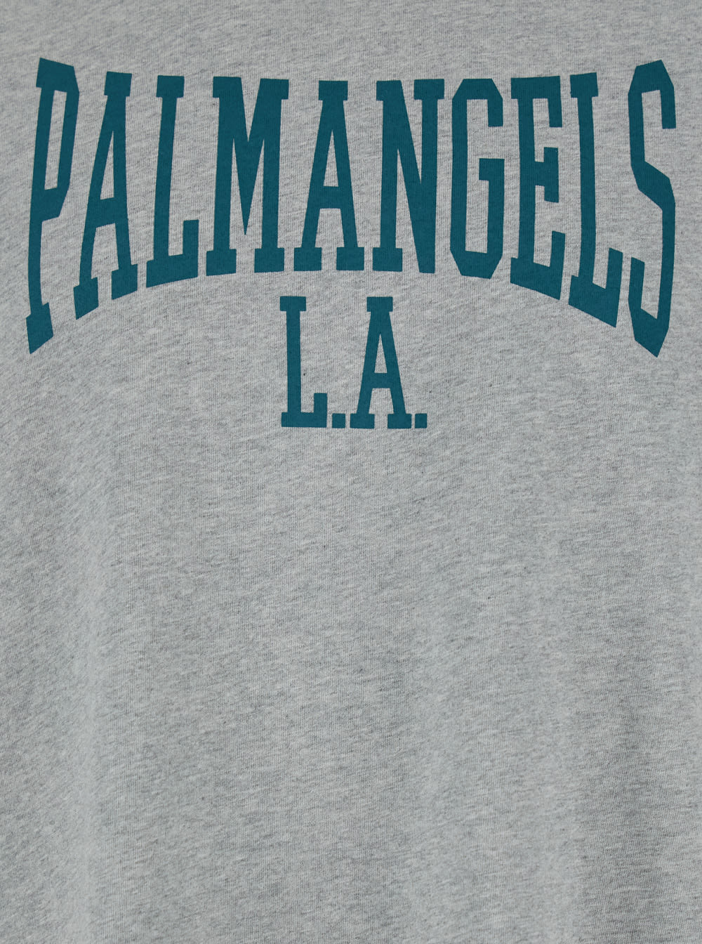 Shop Palm Angels Grey Crewneck T-shirt With College Style Logo On The Front In Cotton Man