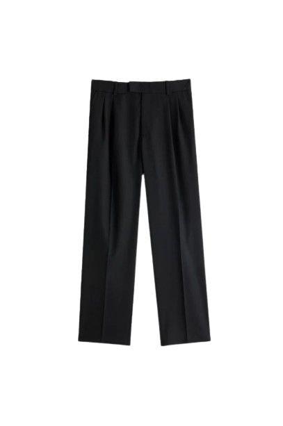 Logo Embroidered Pleated Trousers