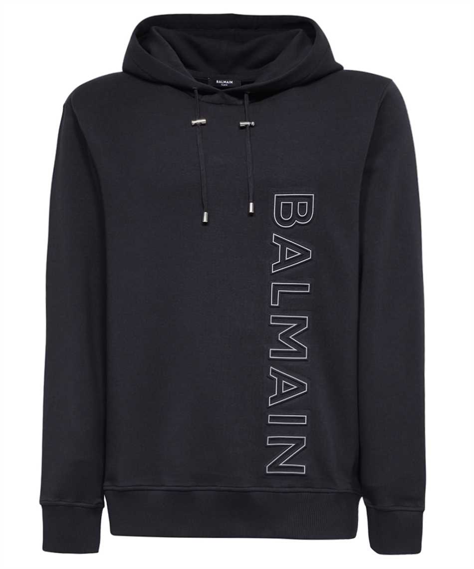 Shop Balmain Cotton Hoodie In Blue