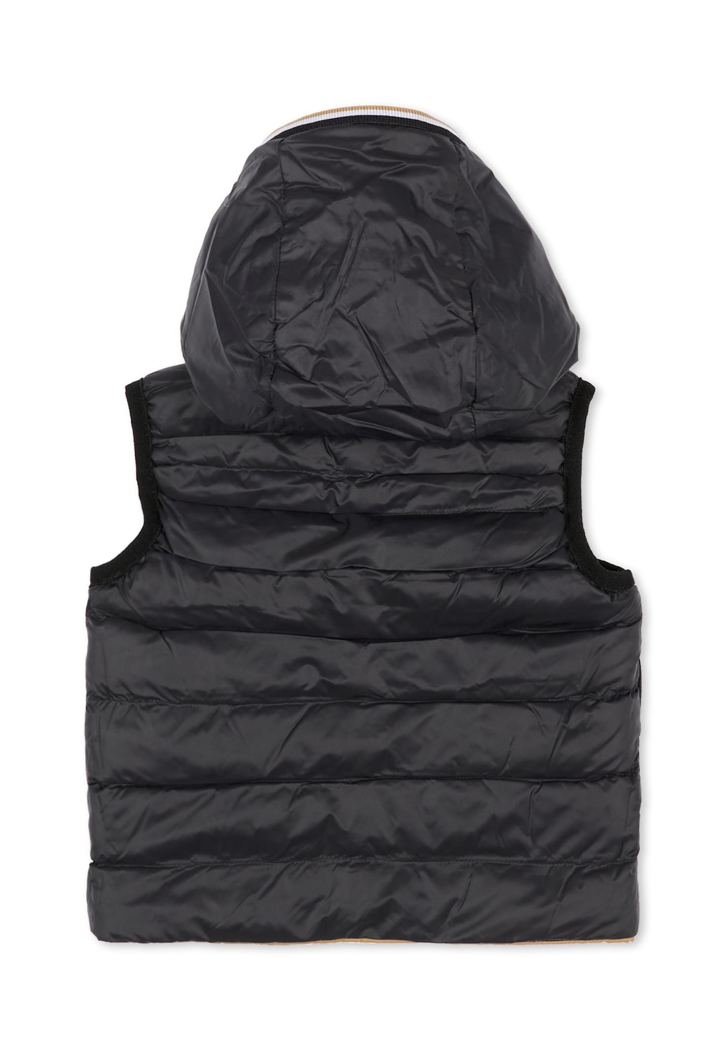 Hugo Boss Beige Reversible Vest For Baby Boy With Logo In Brown