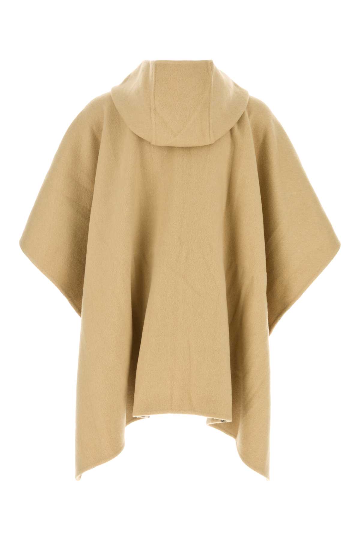 Burberry Cashmere Reversible Cape With Hood And Front Pockets In Brown