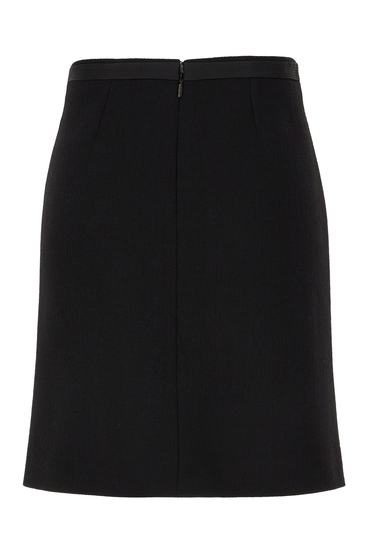 Shop Versace Black Stretch Wool Blend Mini Skirt