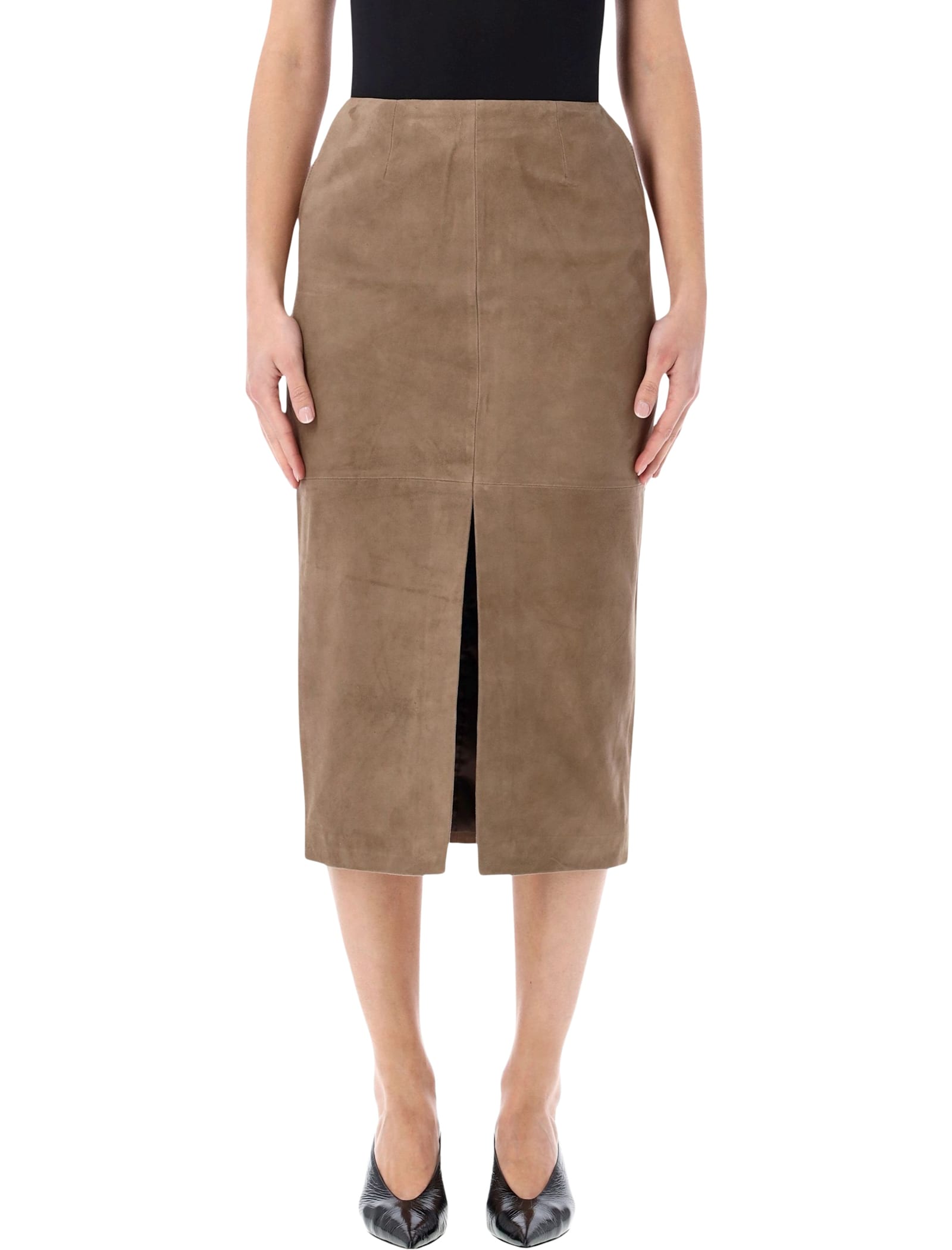 Rotate by Birger Christensen Rotate Suede Midi Pencil Skirt