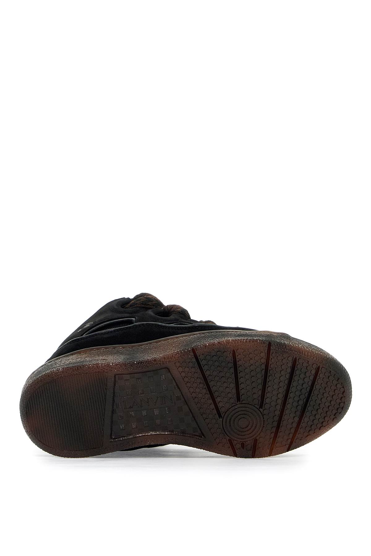 Shop Lanvin Curb Sneakers In Marron Foncé/marron (black)