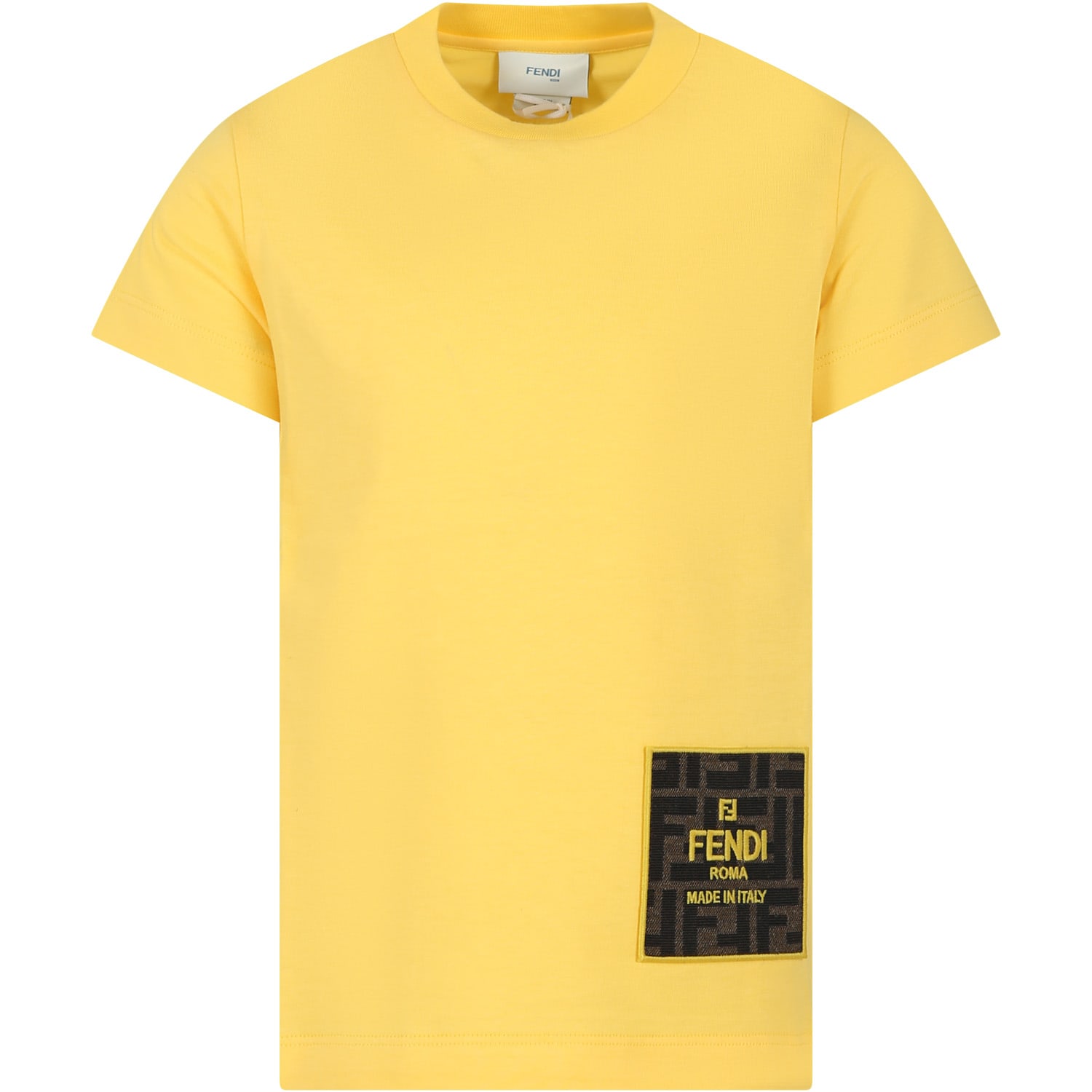 Fendi Yellow T-shirt For Boy With Logo