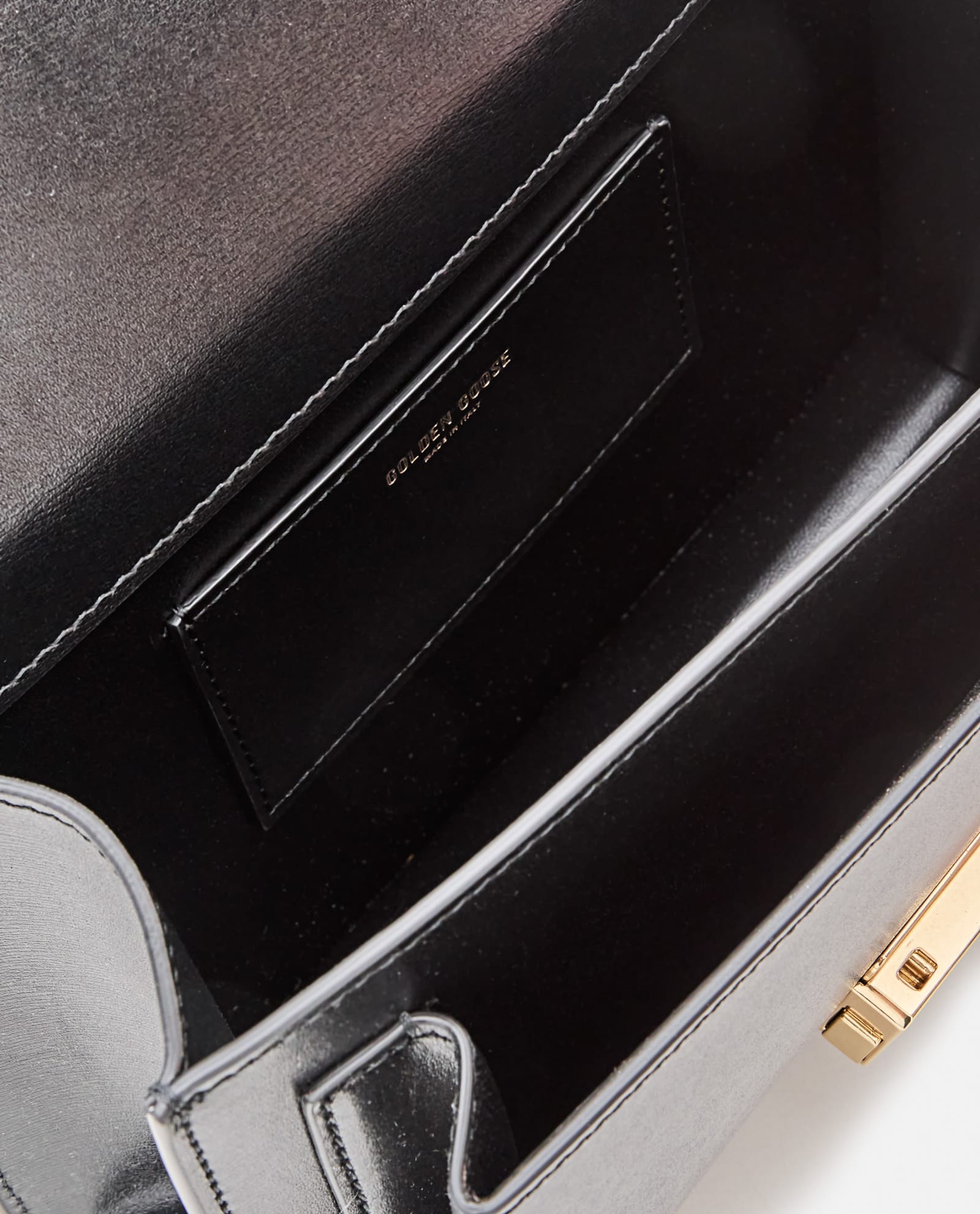 Shop Golden Goose Venezia Palmellato Leather Handbag In Black