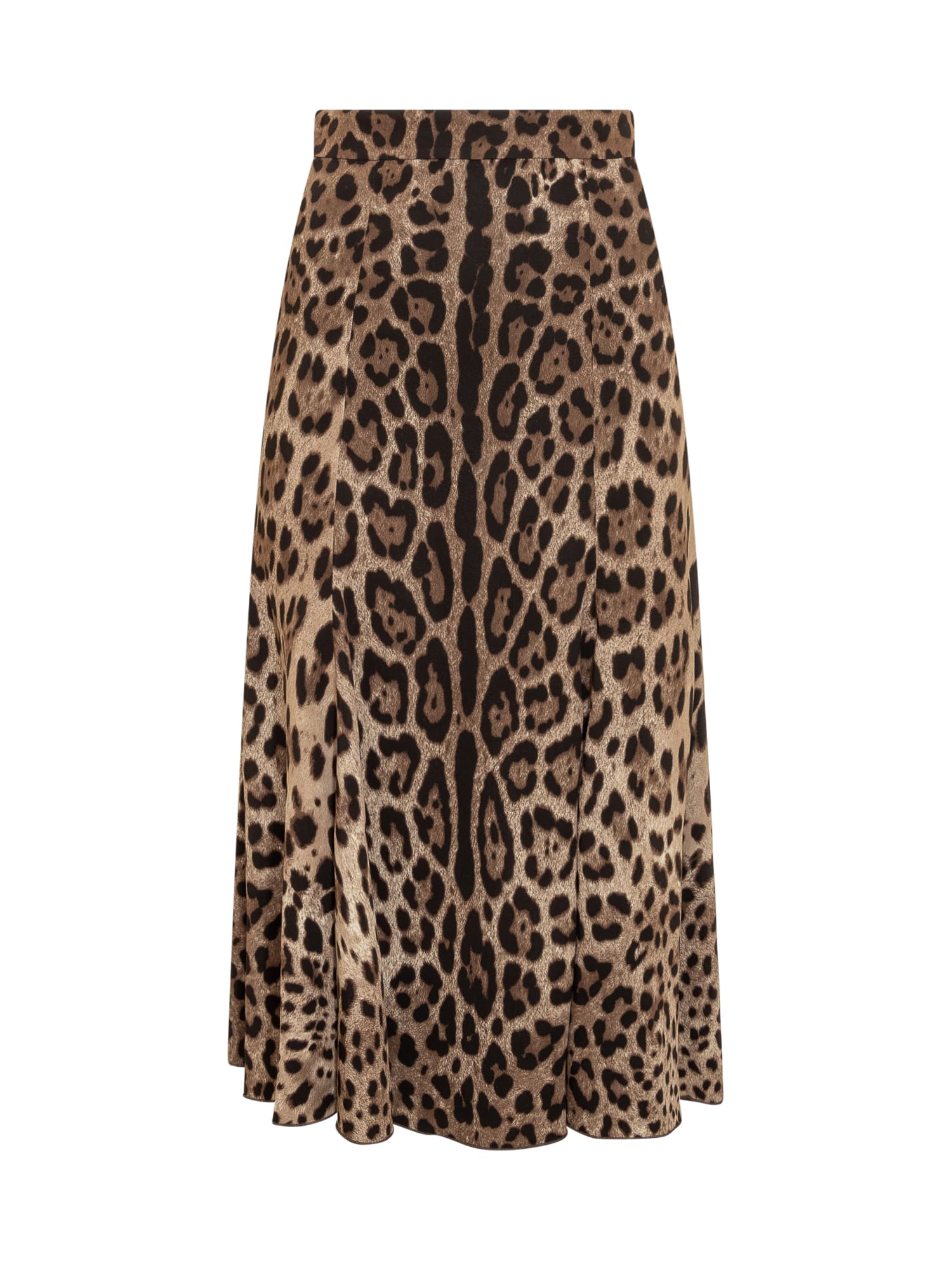 Dolce & Gabbana Leopard-print Stretch-crepe Midi Skirt In Leo New