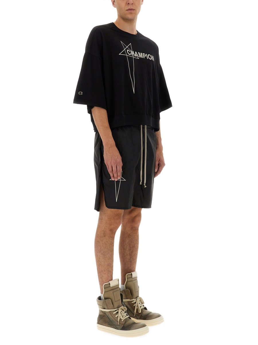 Rick Owens Tommy Cropped T-shirt In Black