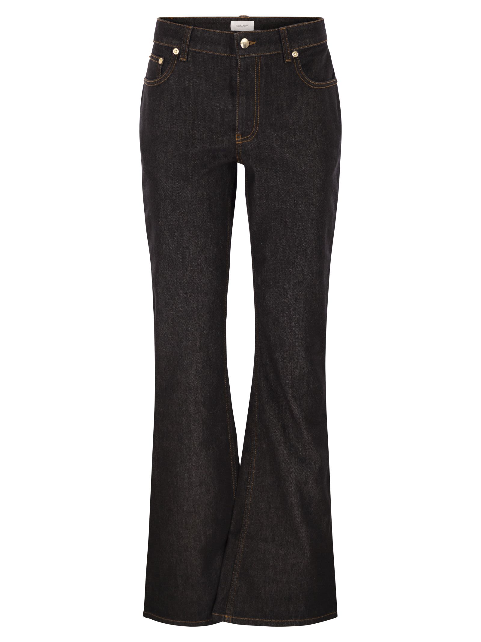 Fabiana Filippi 5-pocket Denim Trousers With Flare In Black