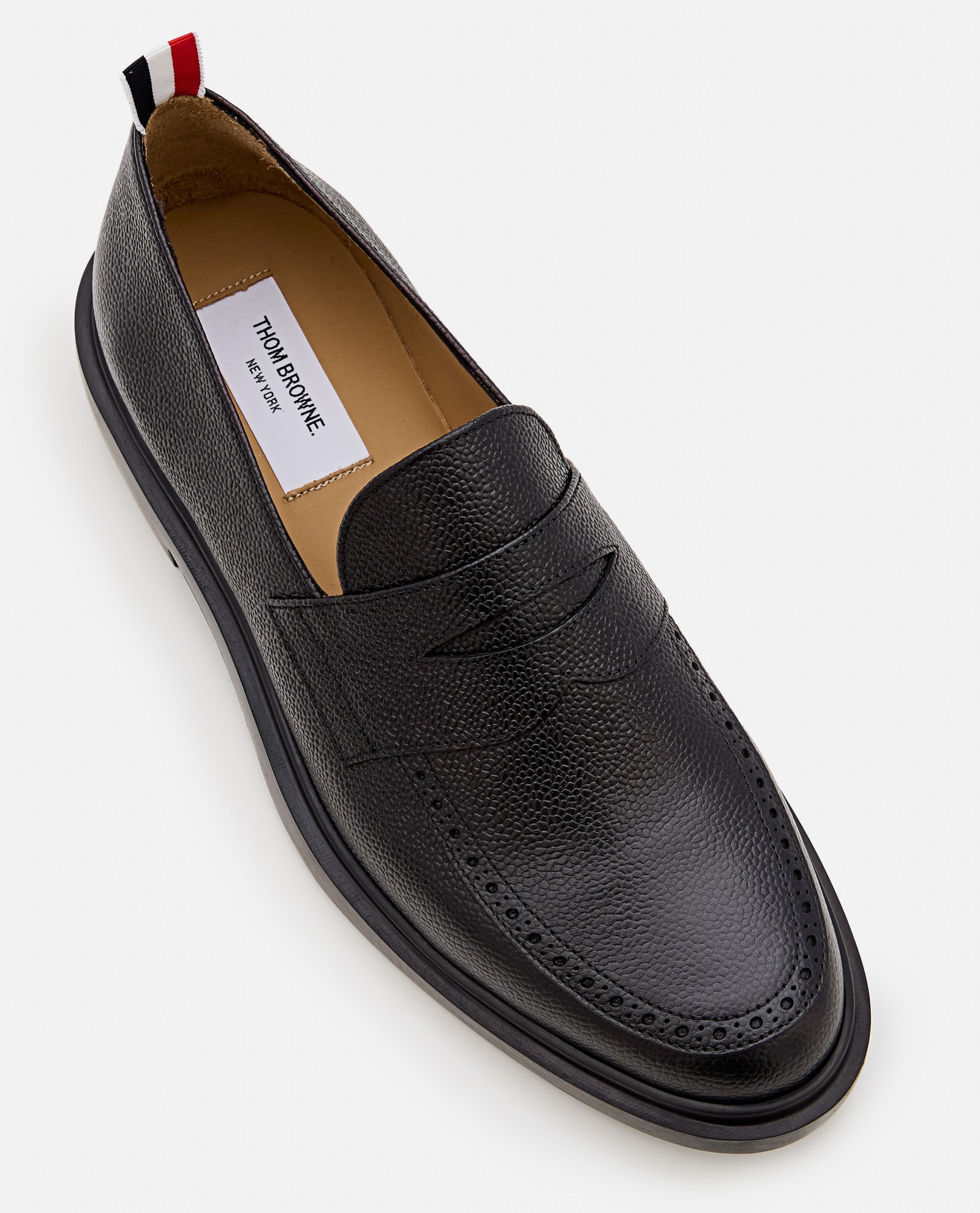 Shop Thom Browne Penny Leather Loafer In Black