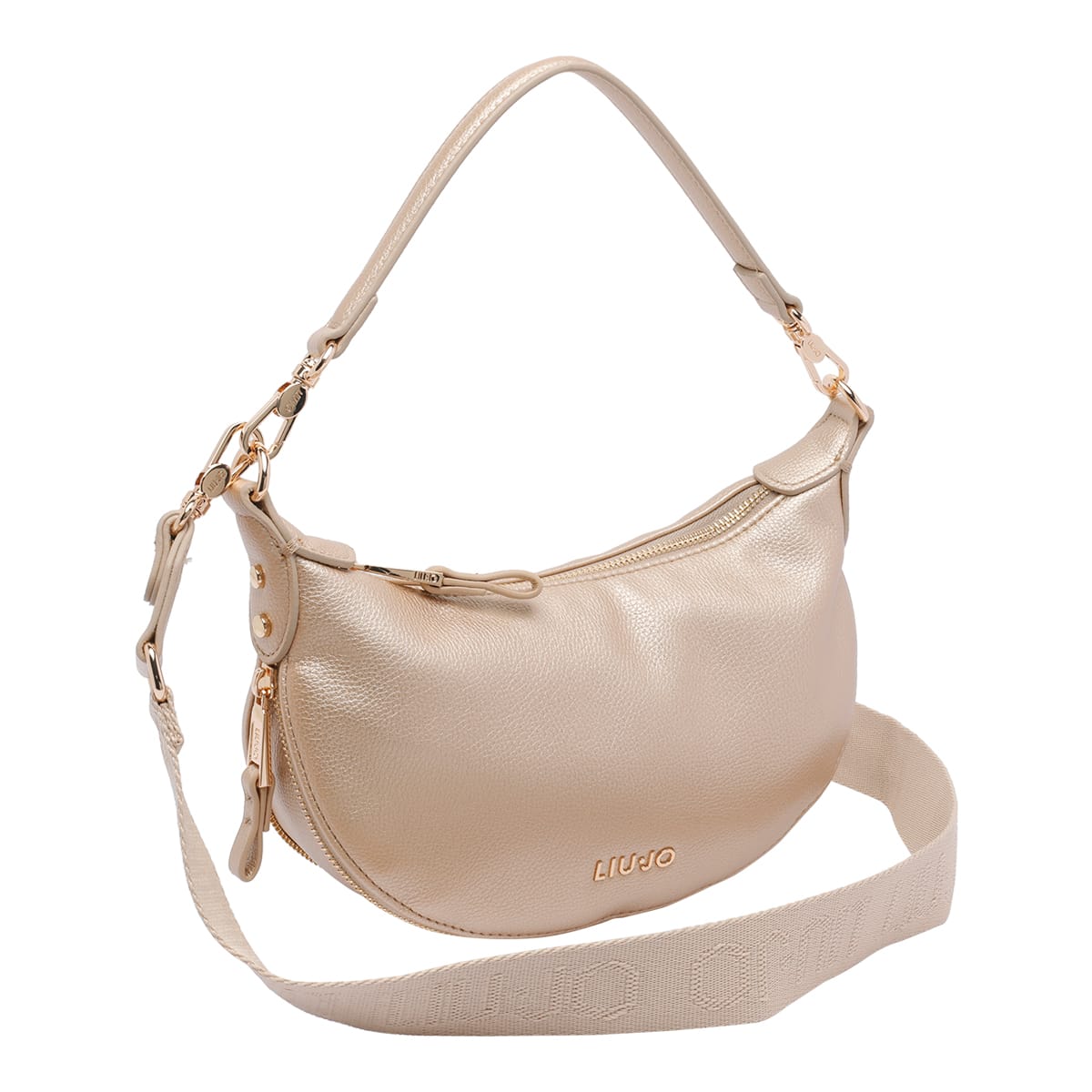Liu •jo Logo Small Hobo Bag In Gold