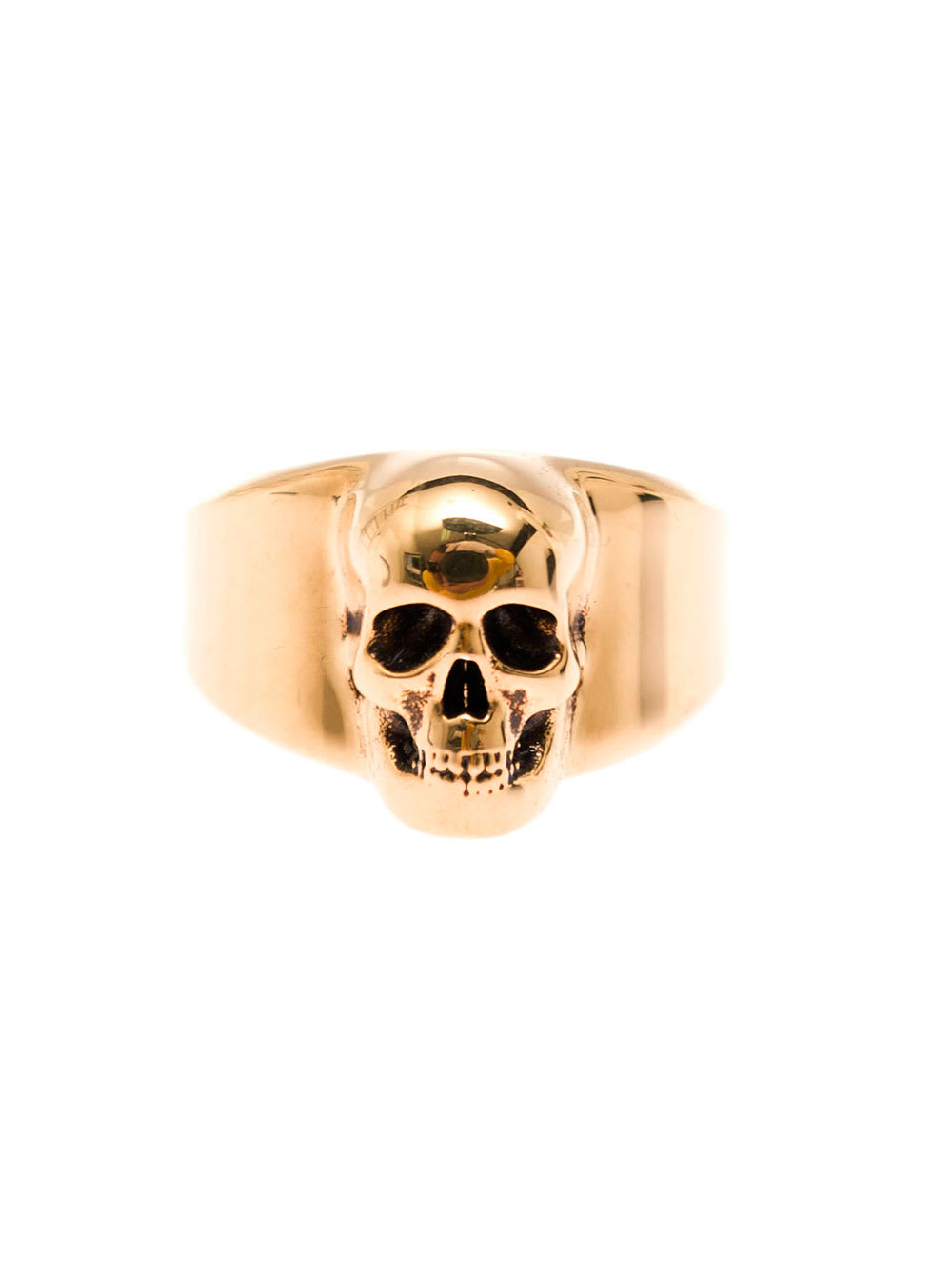 Shop Alexander Mcqueen Mans Skull Gold Colored Brass Ring In Metallic