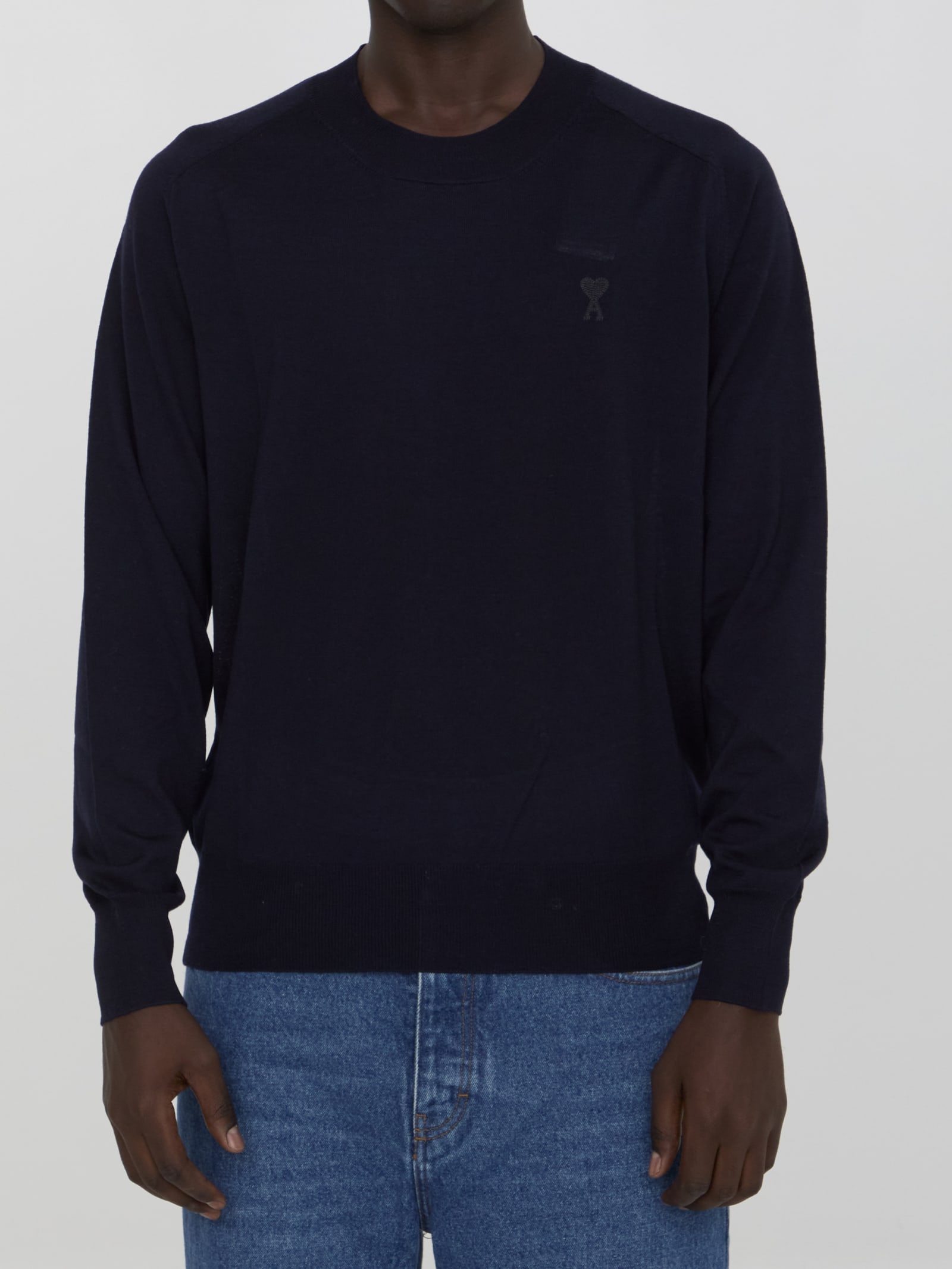 Shop Ami Alexandre Mattiussi Ami De Coeur Jumper In Blue