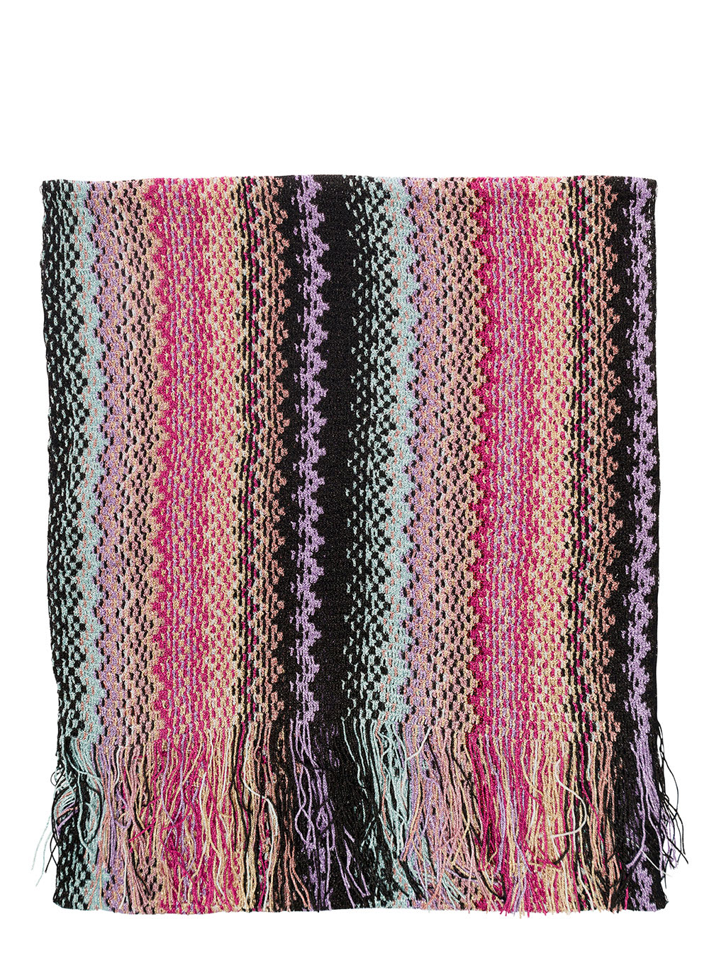 Multicolor Scarf With Zigzag Motif In Viscose Blend Woman