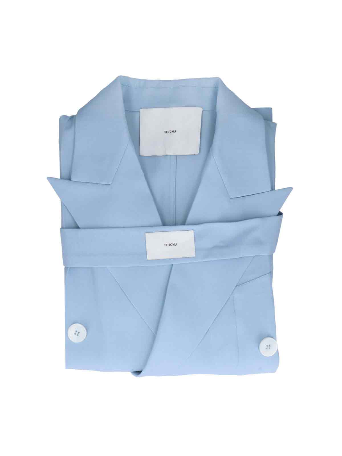 Setchu Enrico' Double-breasted Blazer - Light Blue