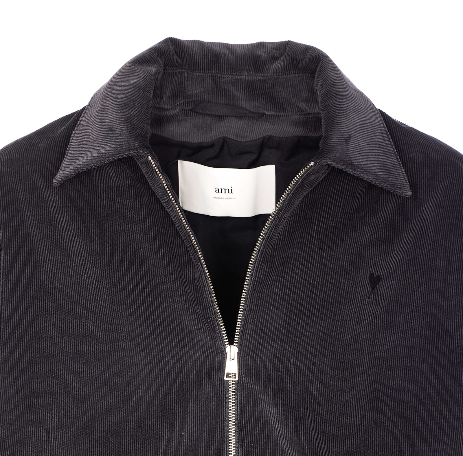 Ami Alexandre Mattiussi Corduroy Texture Jacket With Elasticated Cuffs And Hem In Gray