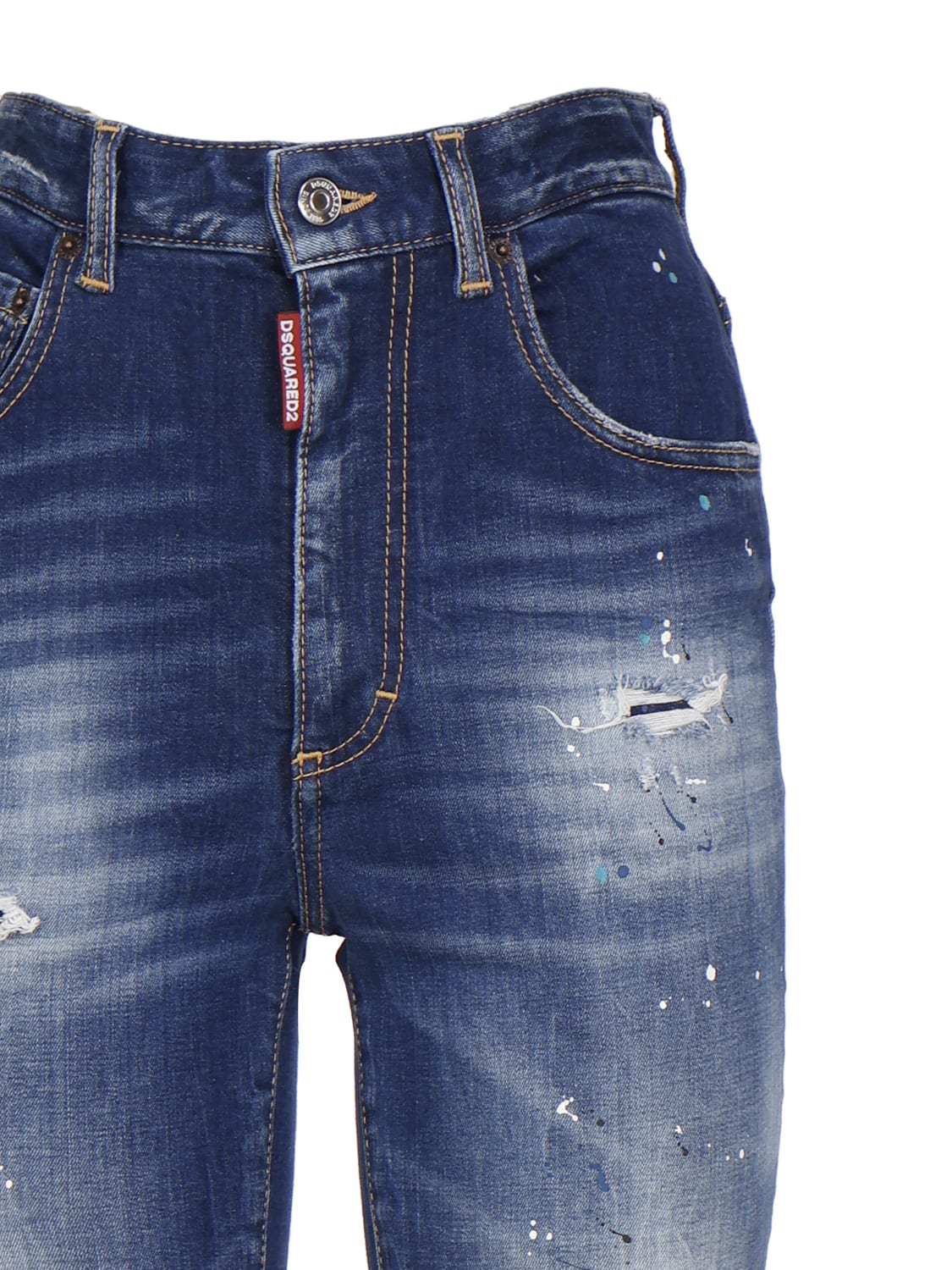 Shop Dsquared2 Cropped Flared Jeans In Blu Denim