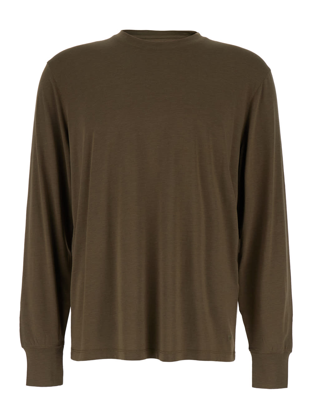 TOM FORD MILITARY GREEN LONG SLEEVE T-SHIRT IN LYOCEL WOMAN 