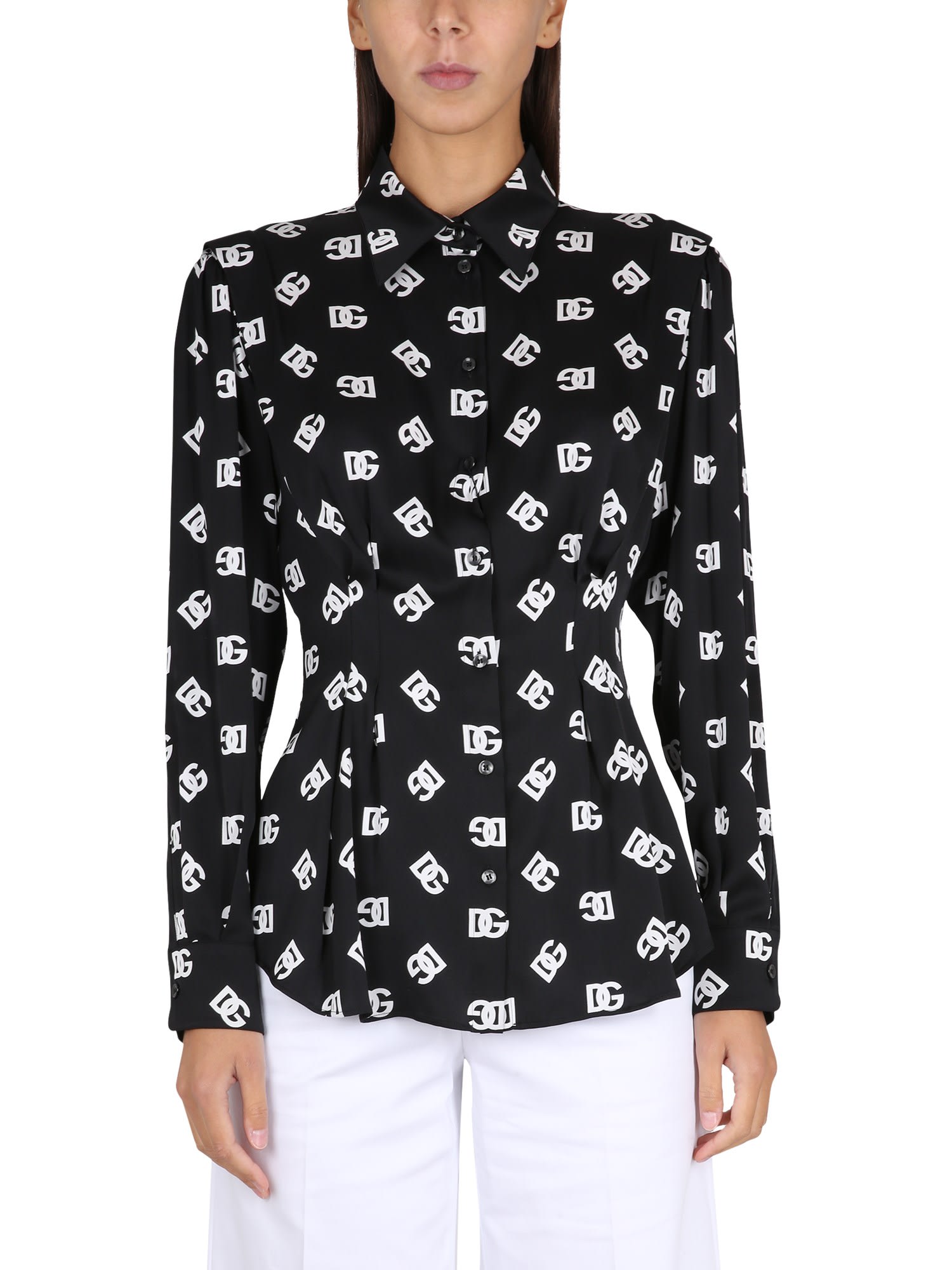 Shop Dolce & Gabbana Charmeuse Shirt In Nero/bianco