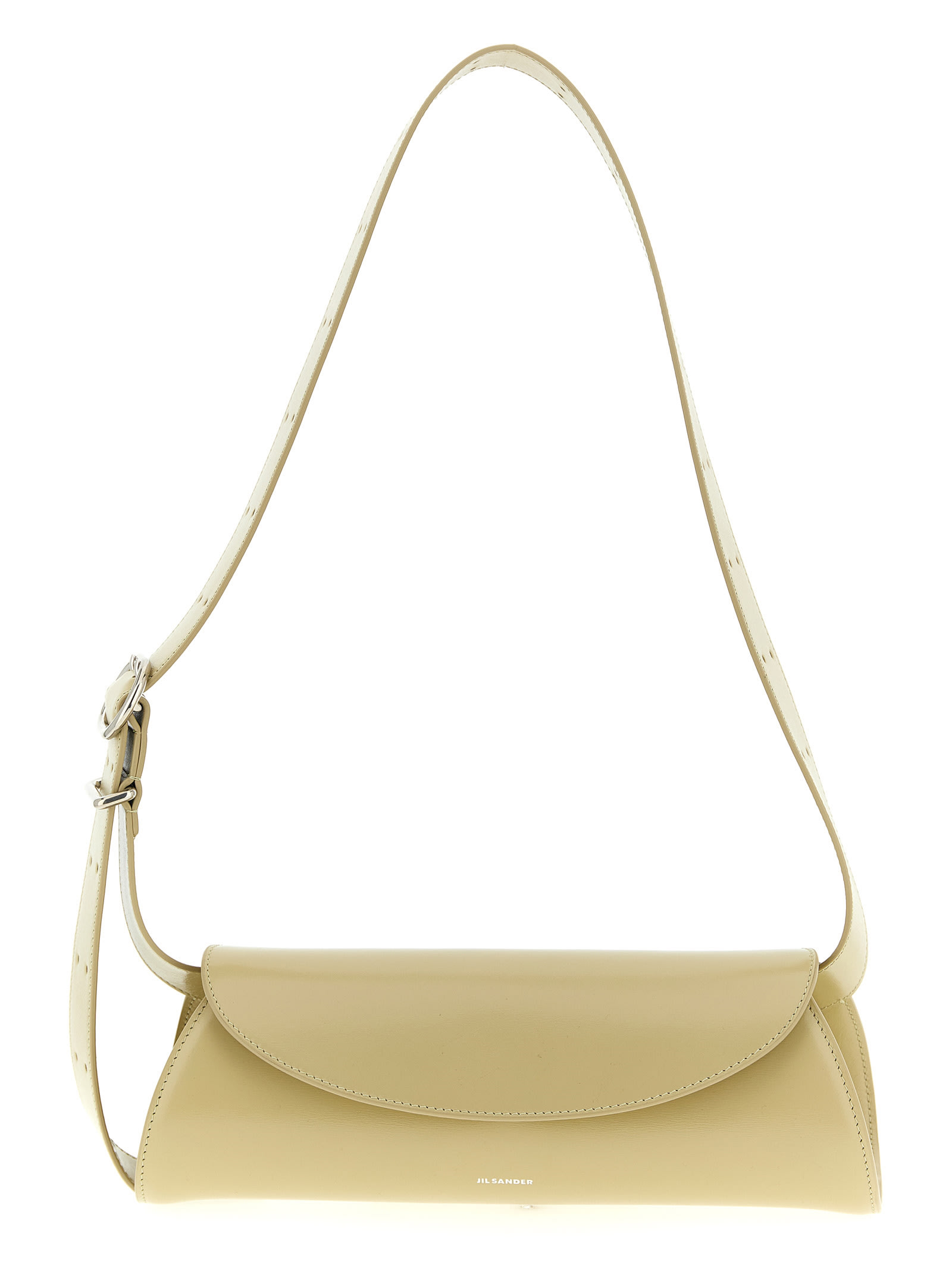Jil Sander Small Shoulder Bag With Adjustable Strap And Buckle Detail In Green