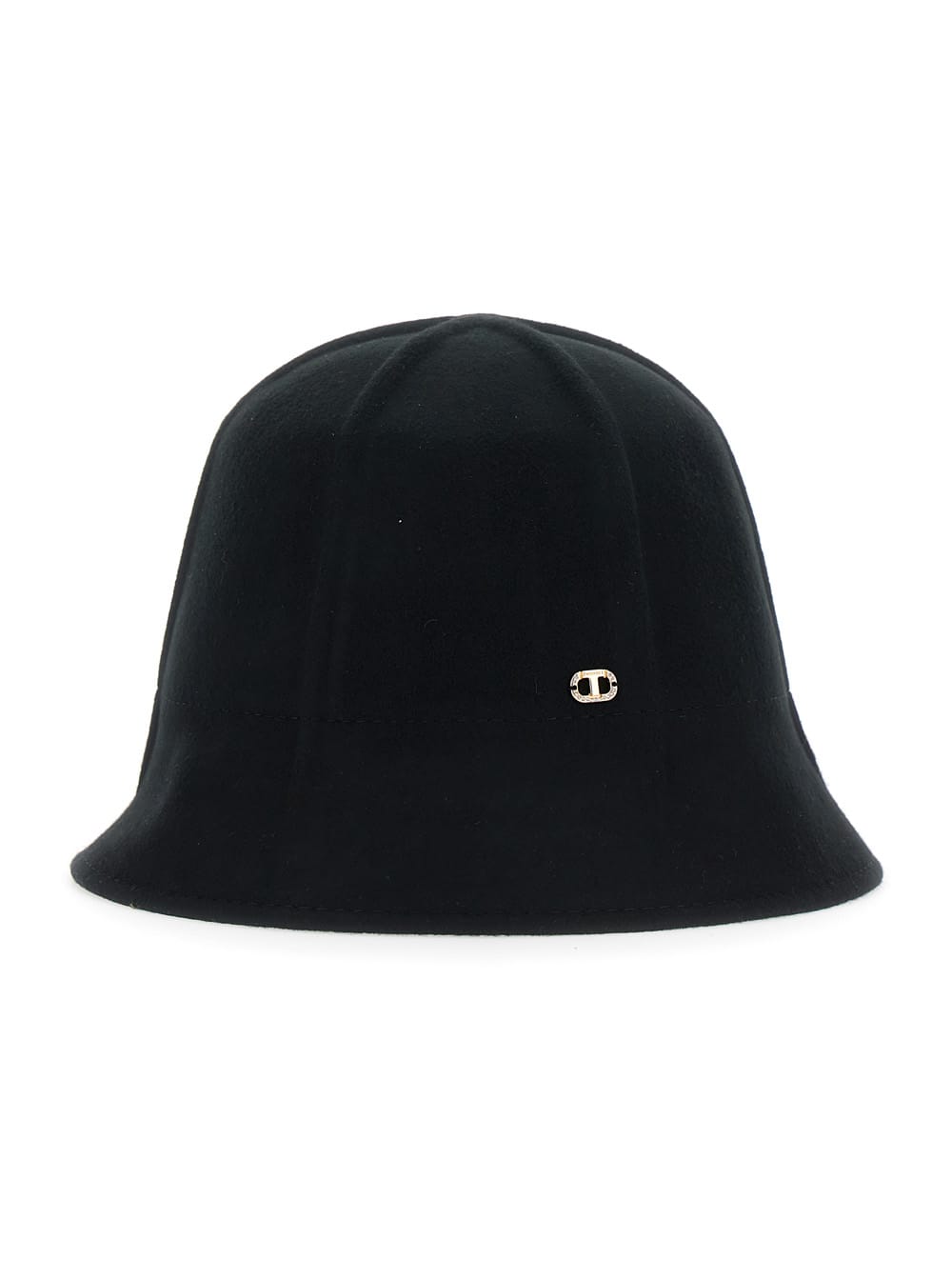 Twinset Black Solid Logo Bucket Hat In Black
